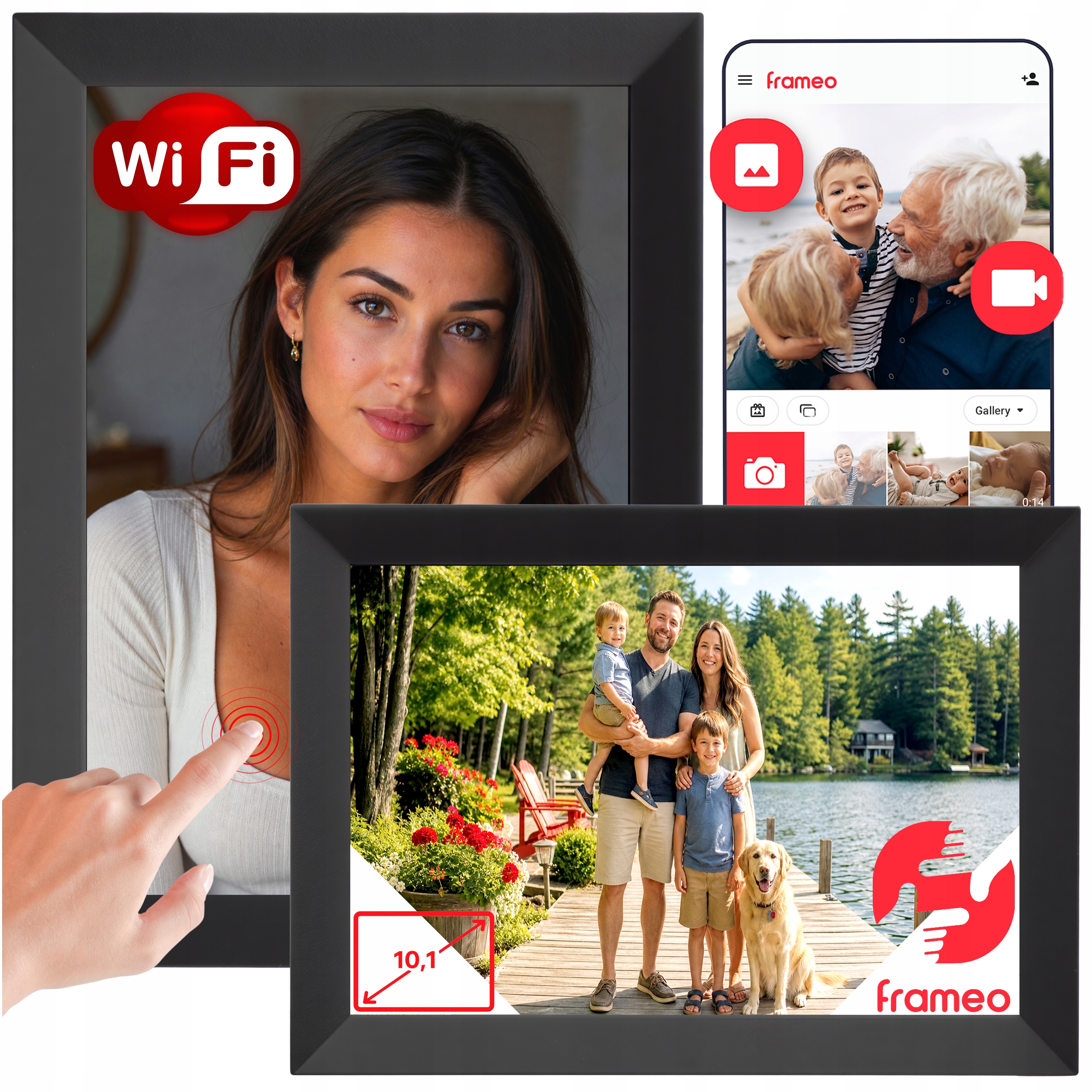 Rámeček Digitální Fotorámeček Na Fotografie 10.1 Palců Frameo Film Vysoká Kvalita