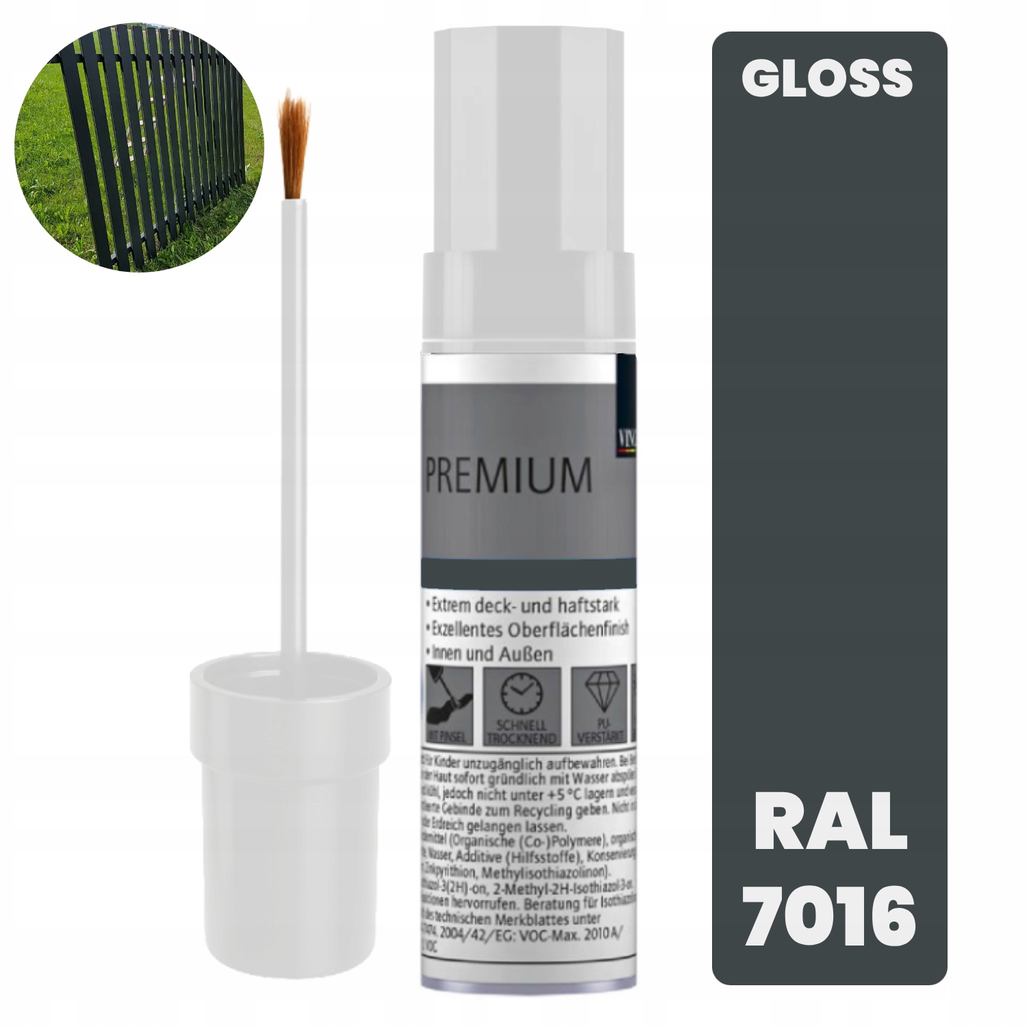 Szara zaprawka do renowacji płotu ogrodzenia garażu Ral 7016 połysk