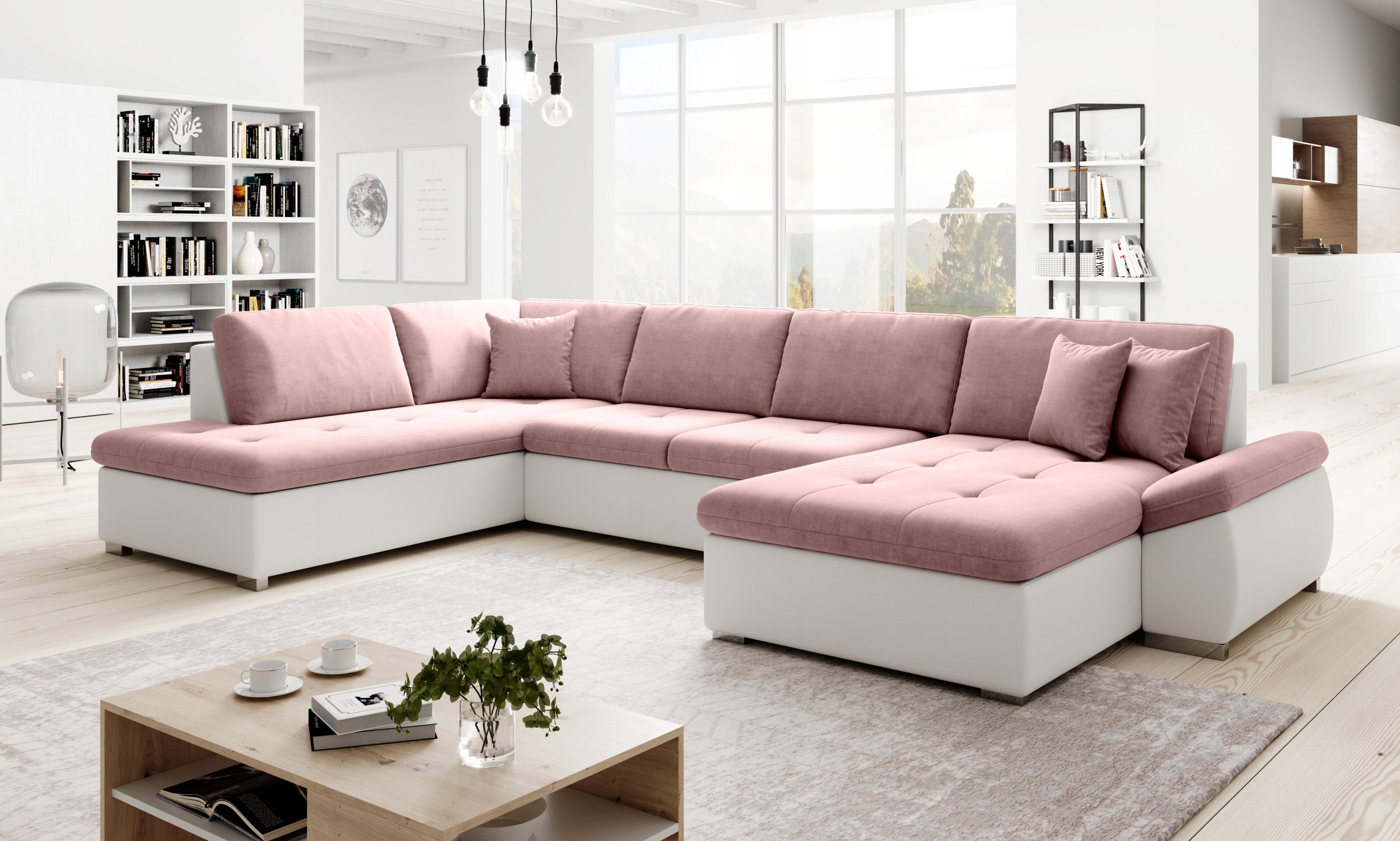 Madera U rohová sedací souprava velký pohodlný moderní ekokůže