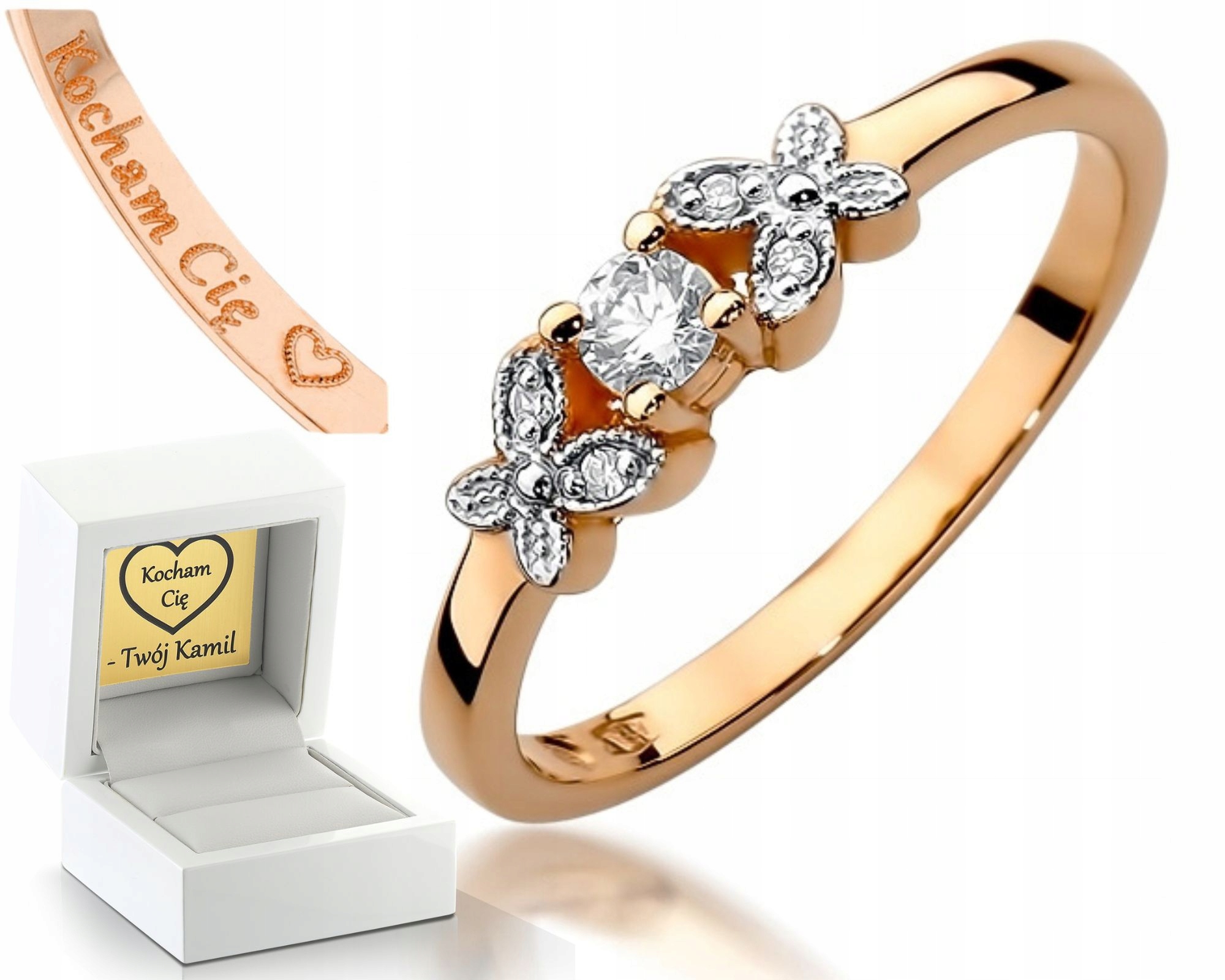 Prstýnek Z Růžového Zlata S Brilianty Gravírování Zlatý Jako Dárek