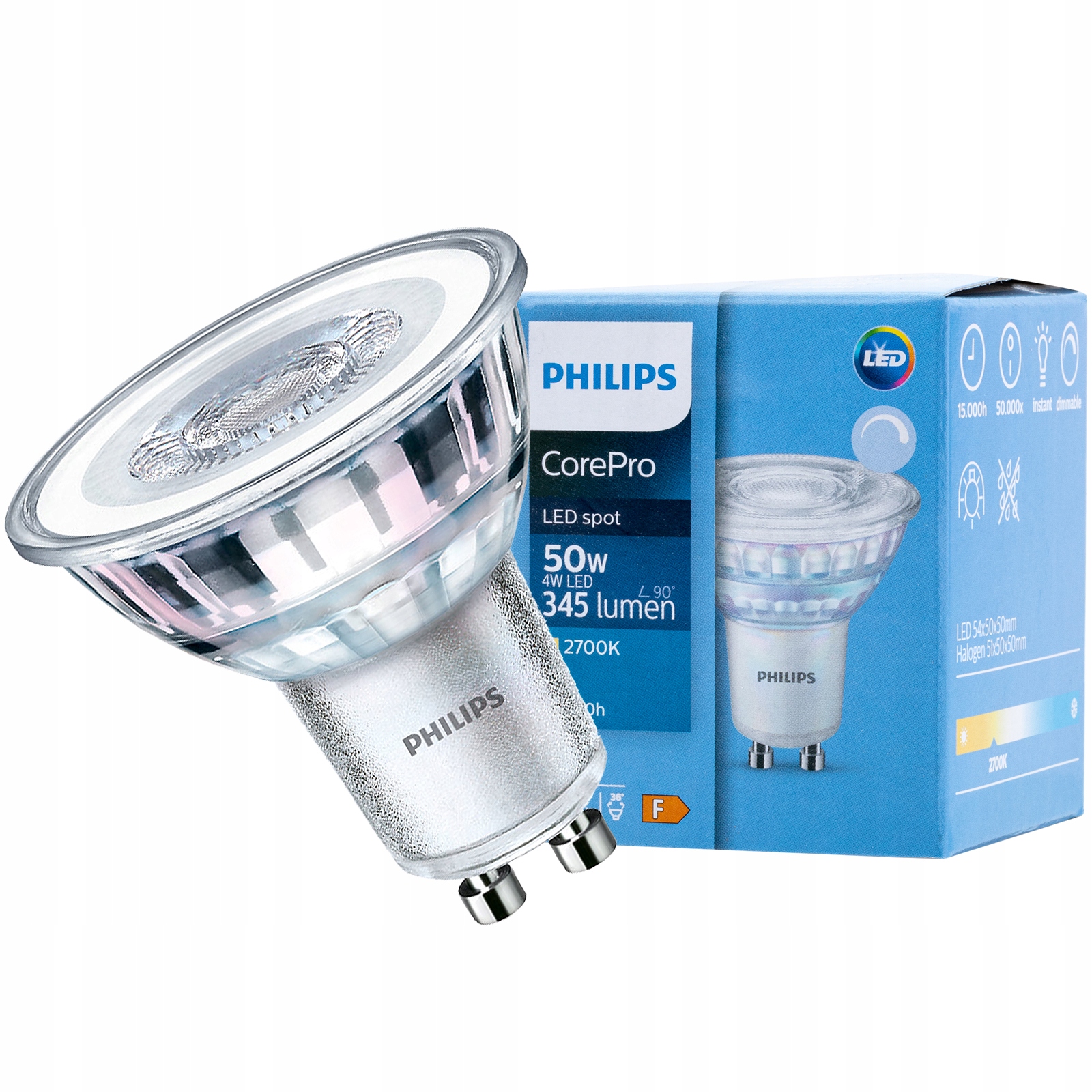 

Żarówka Led GU10 5W=50W 350lm 2700K 36° Philips