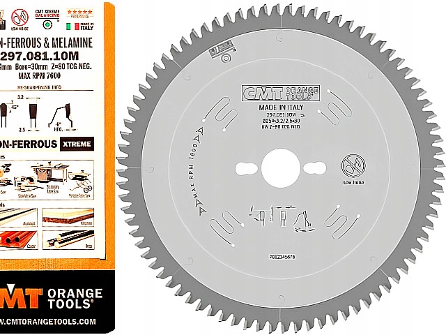 Cmt 297.081.10M Tarcza Piła do cięcia Drewna Aluminium Mosiądzu 254x30 Z80