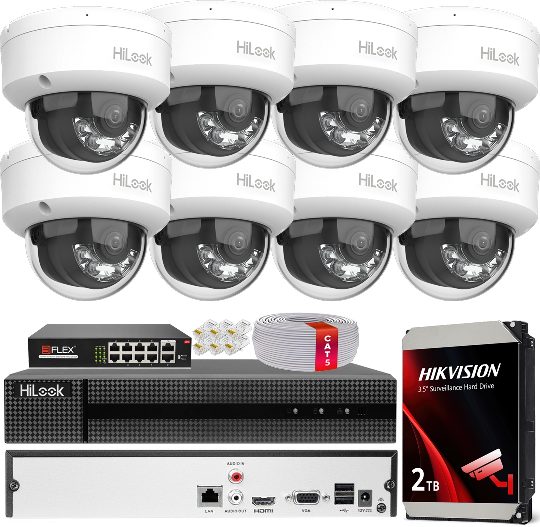 Sada 8 kamer Ip 6Mpx IK08 Záznamník Disk 2TB Monitorování domu obchodu