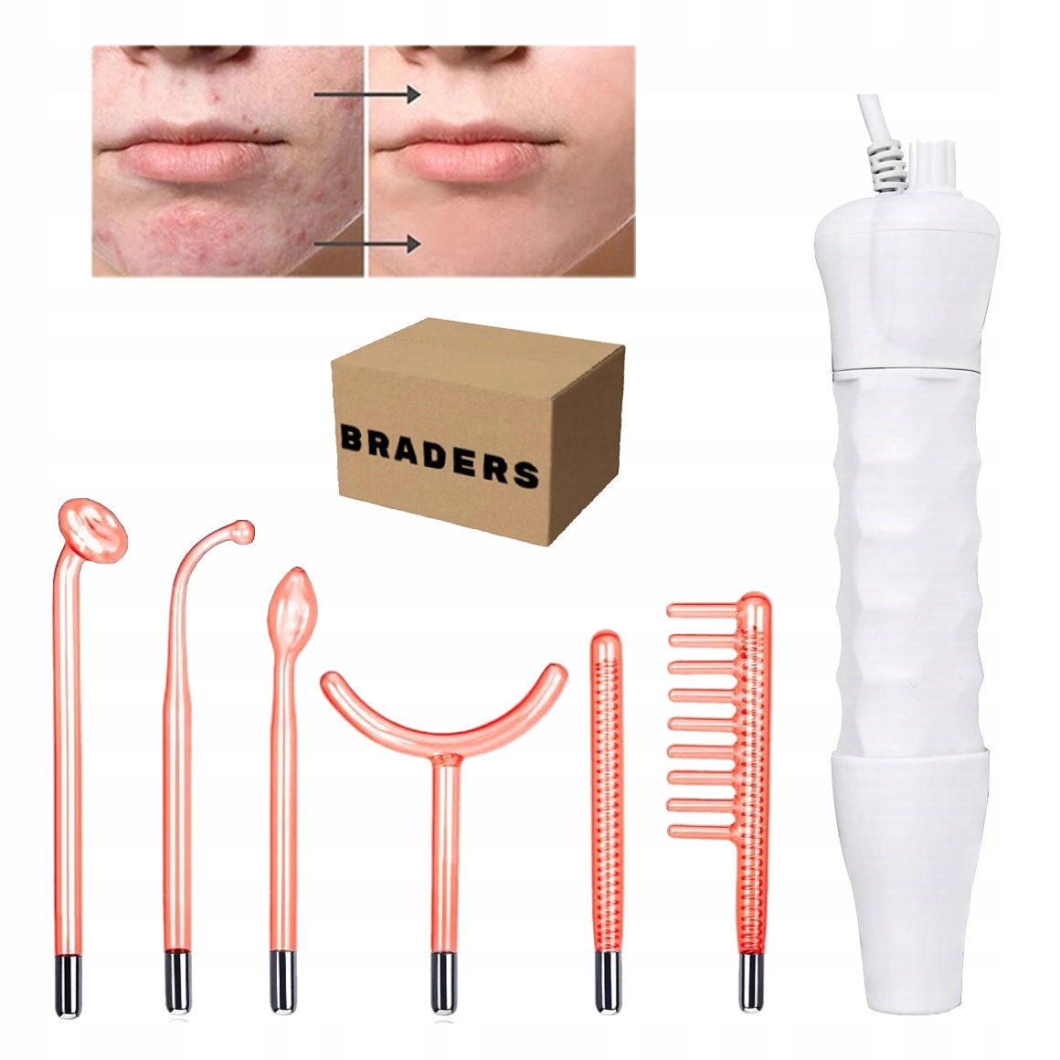 Darsonval Derma Wand 6 Elektrod Ozonová terapie pro obličej a tělo