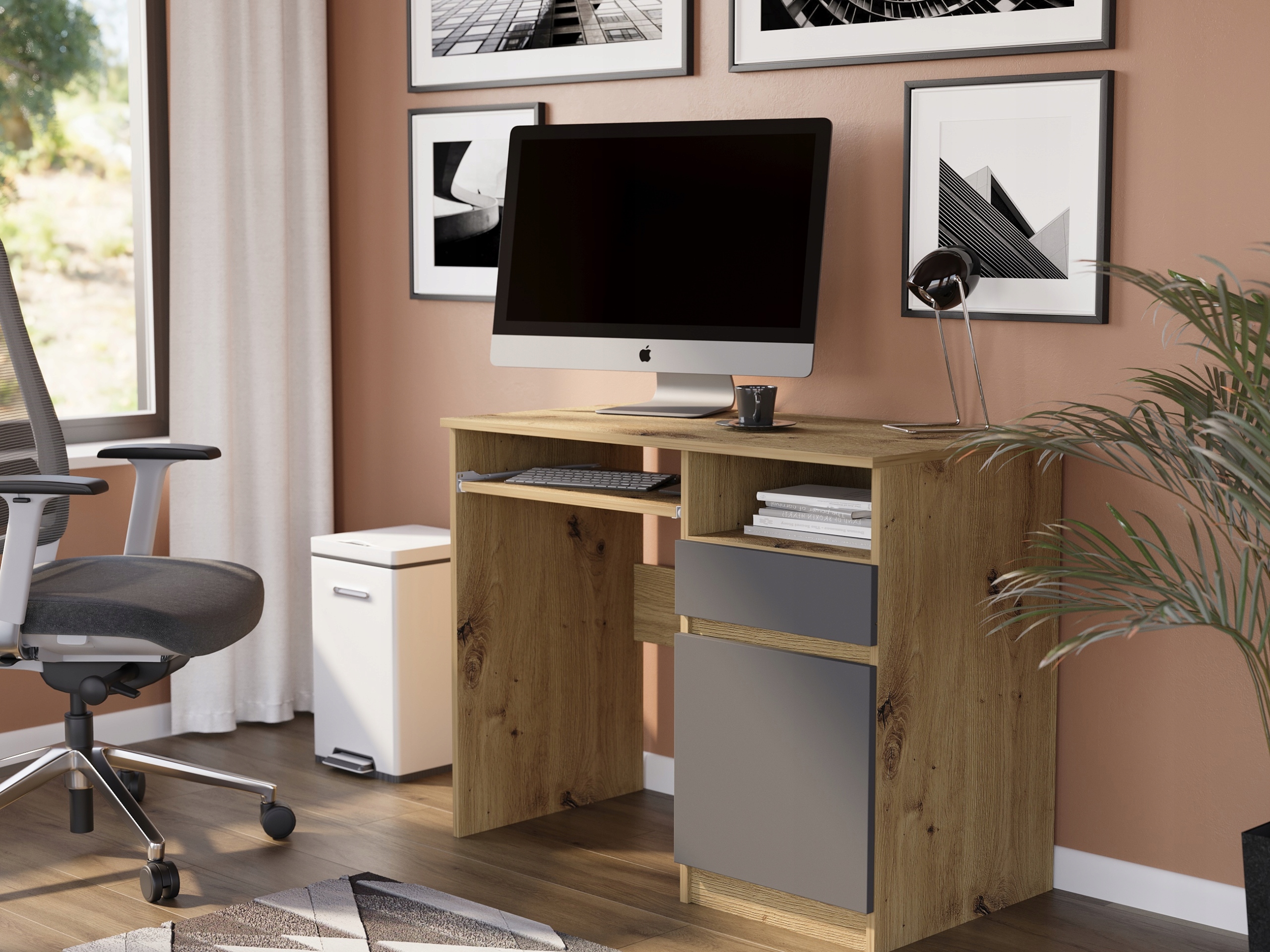 Meble biurko komputerowe stolik 96cm N-35 ARTISAN MIX ANTRACYT