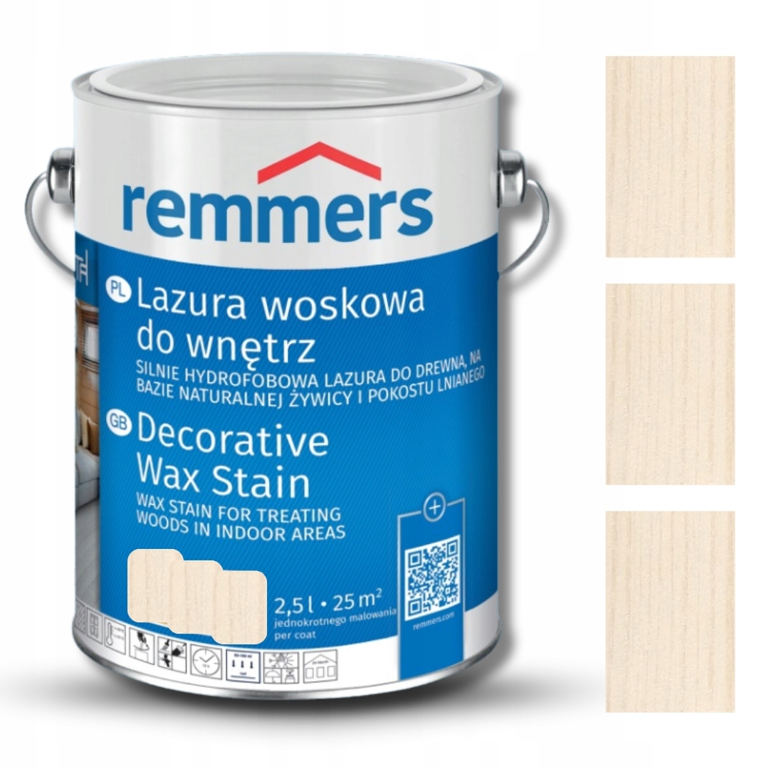 Lazura woskowa do wnętrz Remmers 2,5 L Biała