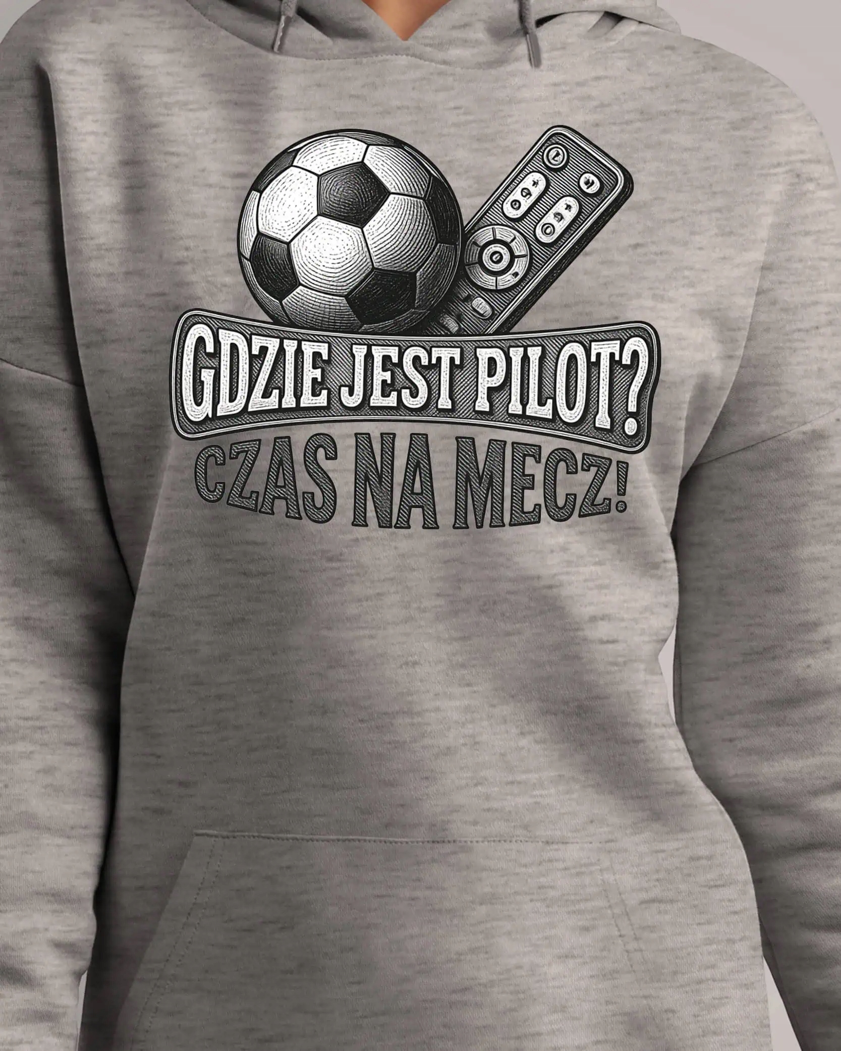 Mikina s kapucí na zápas Fotbal Plán na večer Šedá XXL