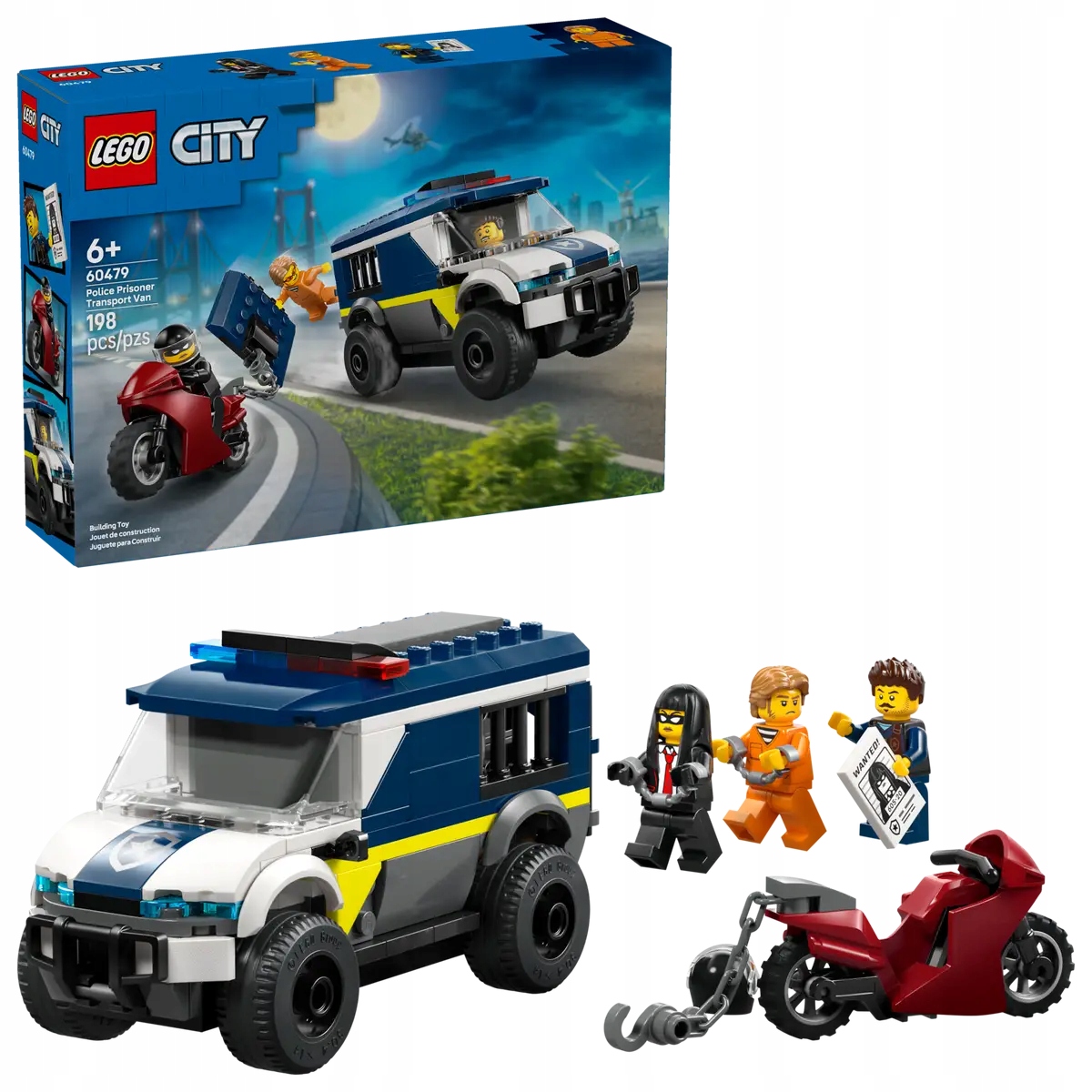 Lego 60479 Policejní dodávka vězeňský konvoj cela vězení motorka