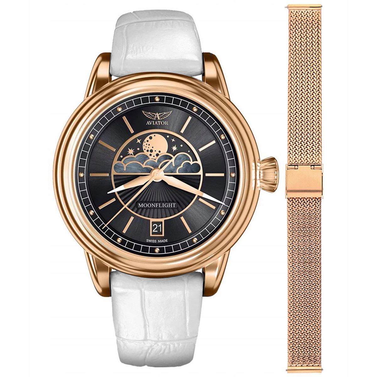 Dámské hodinky Aviator V.1.33.2.253.4WM-SET růžové zlato