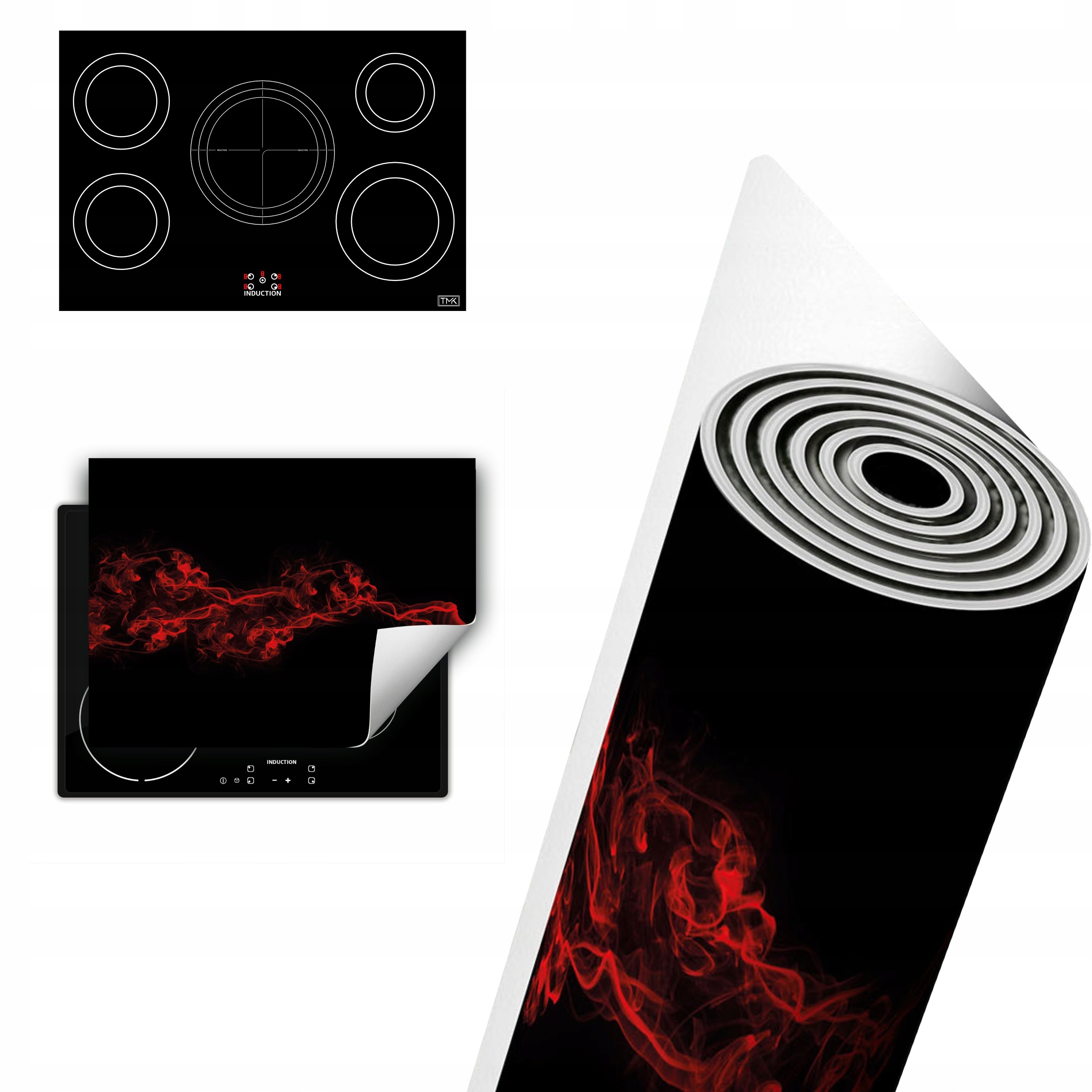 Vinylová Ochrana Na Indukci Desky 80x52 Černá červená