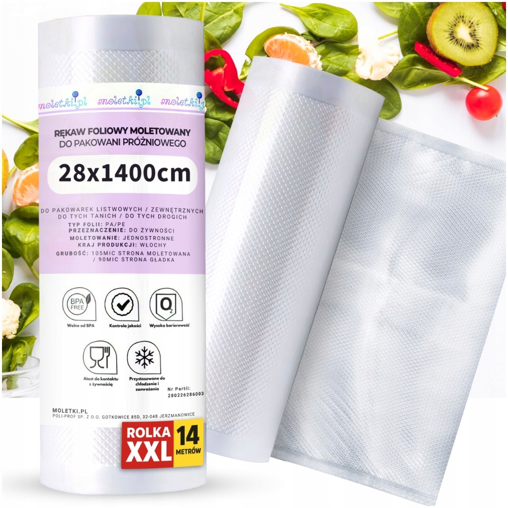 XXL FOLIA Rękaw do Pakowania ROLKA do ZGRZEWARKI 28cmx14 metów 28x1400cm