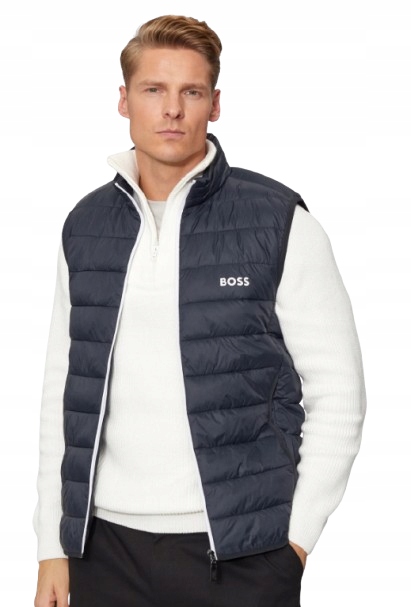 Boss Tmavě Modrá Prošívaná Vesta Se Zipem A Logem XXL XXL Jyb