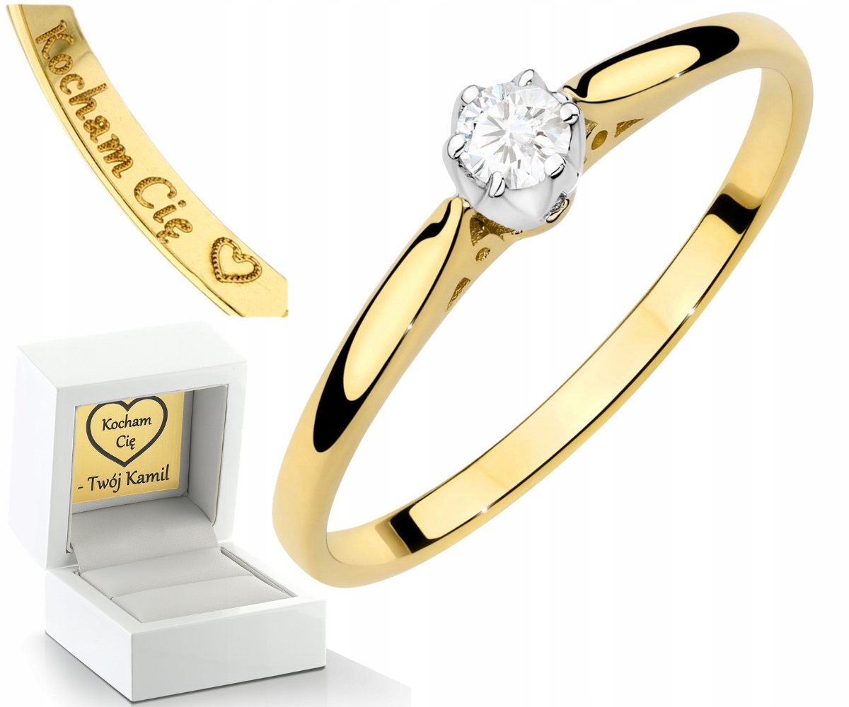 Zlatý Prstýnek S Briliantem, Klasické Zlato 585 Dárek Gravírování