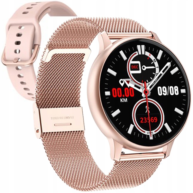 

Smartwatch Damski Złoty Nude Wiele Funkcji Sms