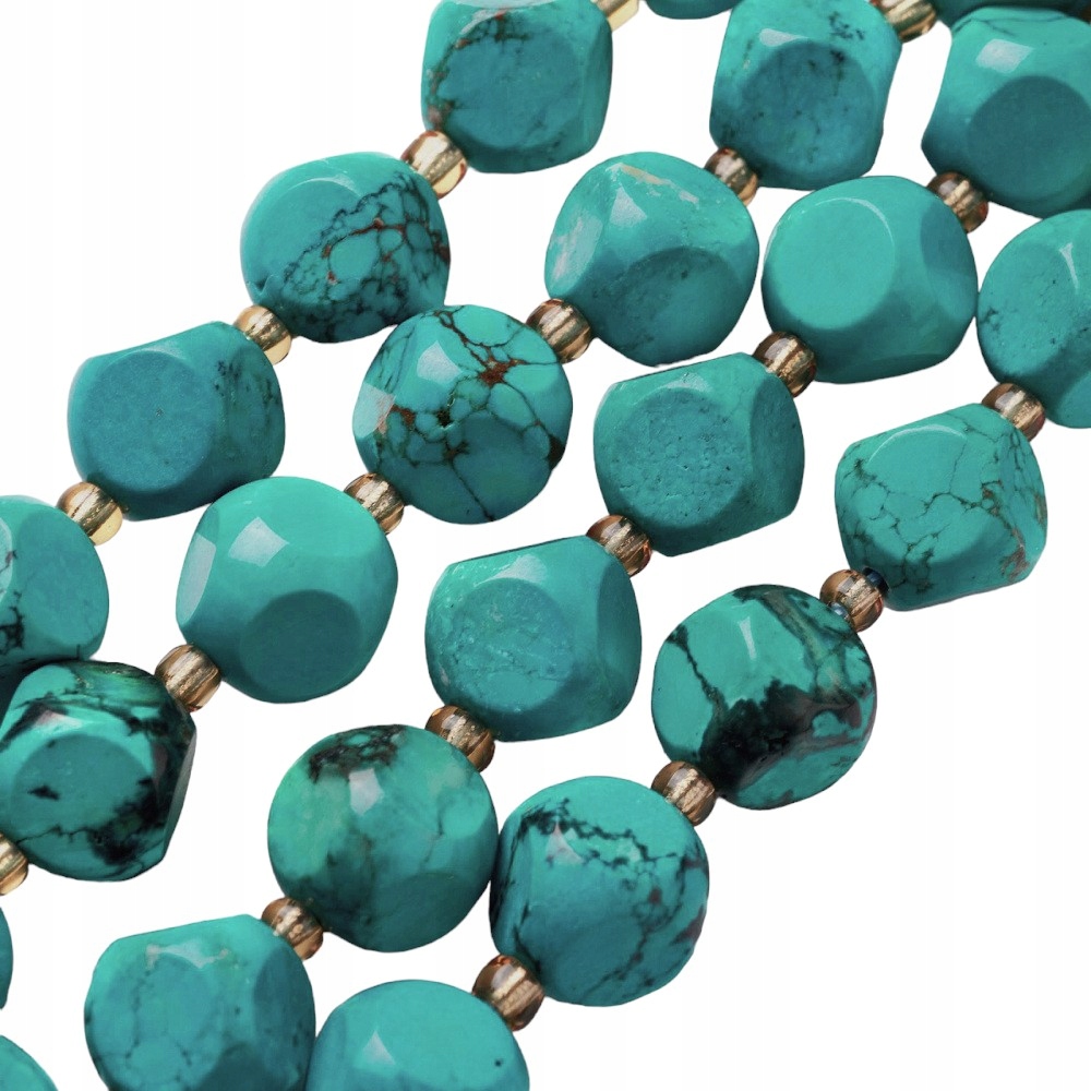 Korálky Přírodní Tyrkysová Šestistěn Korálky Drobné cca 6mm Šňůra cca 25 Ks