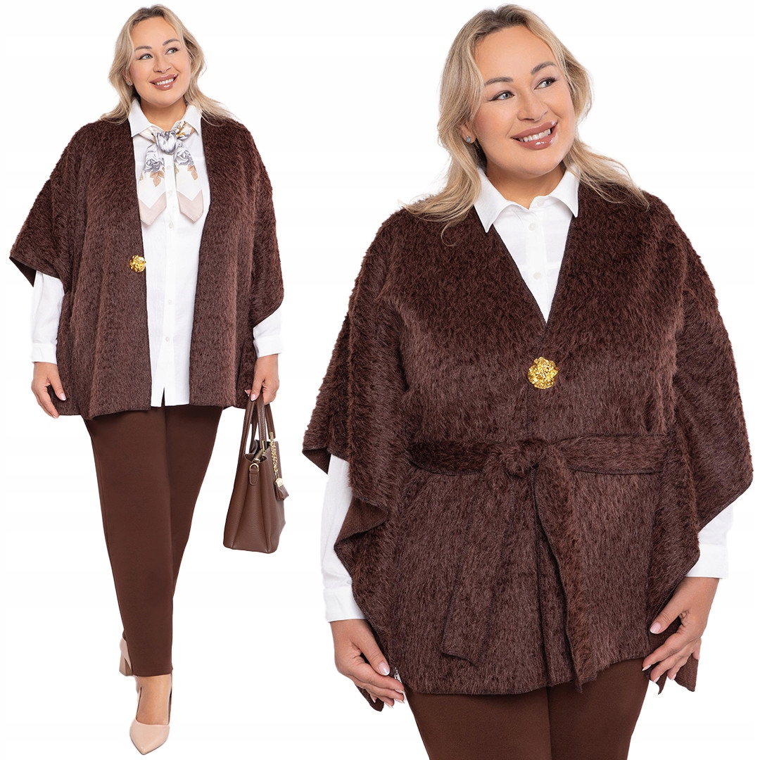 Hnědý přehoz s páskem 54/56