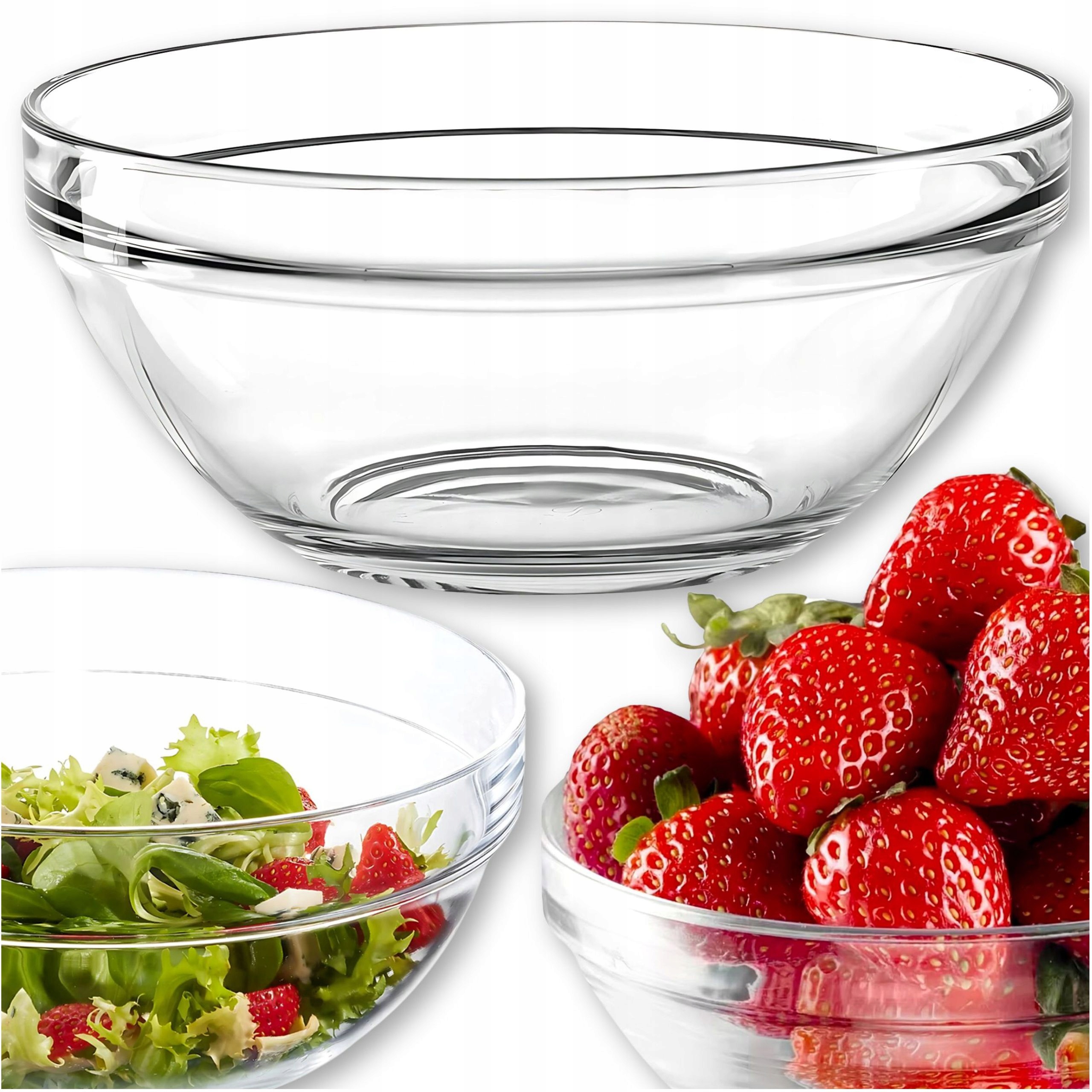 SALATERKA MISKA SZKLANA NA SAŁATKĘ OWOCE PRZEKĄSKI MISA GŁĘBOKA 1,3l 18 cm