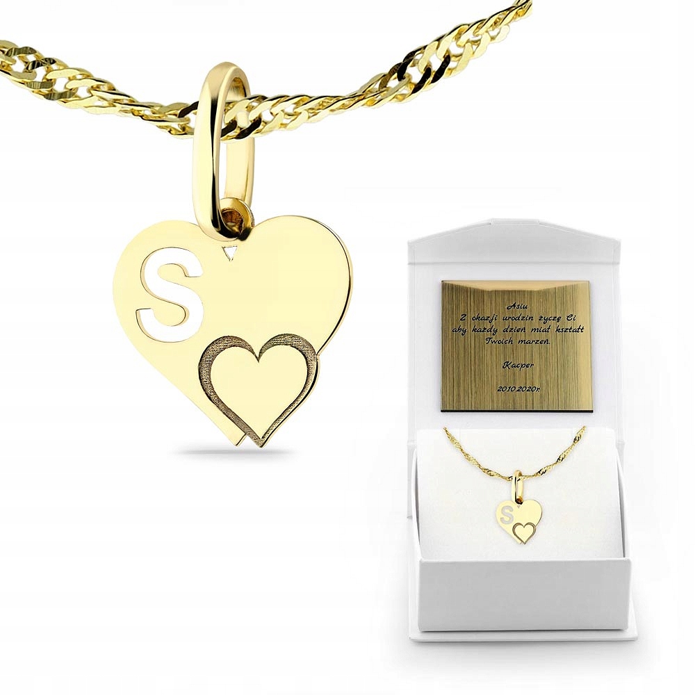 Řetízek Přívěsek Řetízek 585 S Písmenem S, Personalizované Gravírování