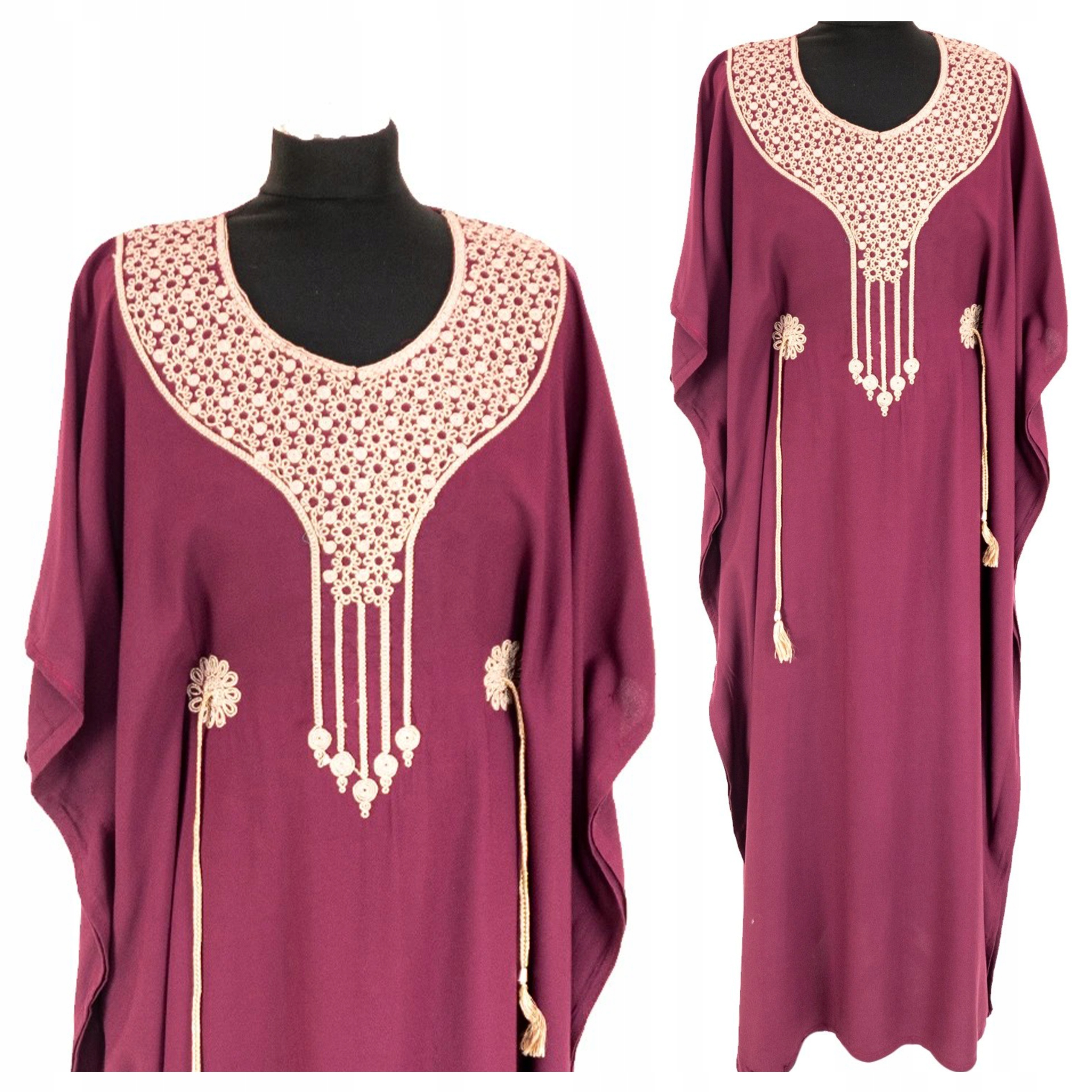 Šaty Dlouhá Galabija Originální Arabská s Maroko Orientální Dželaba Výšivka