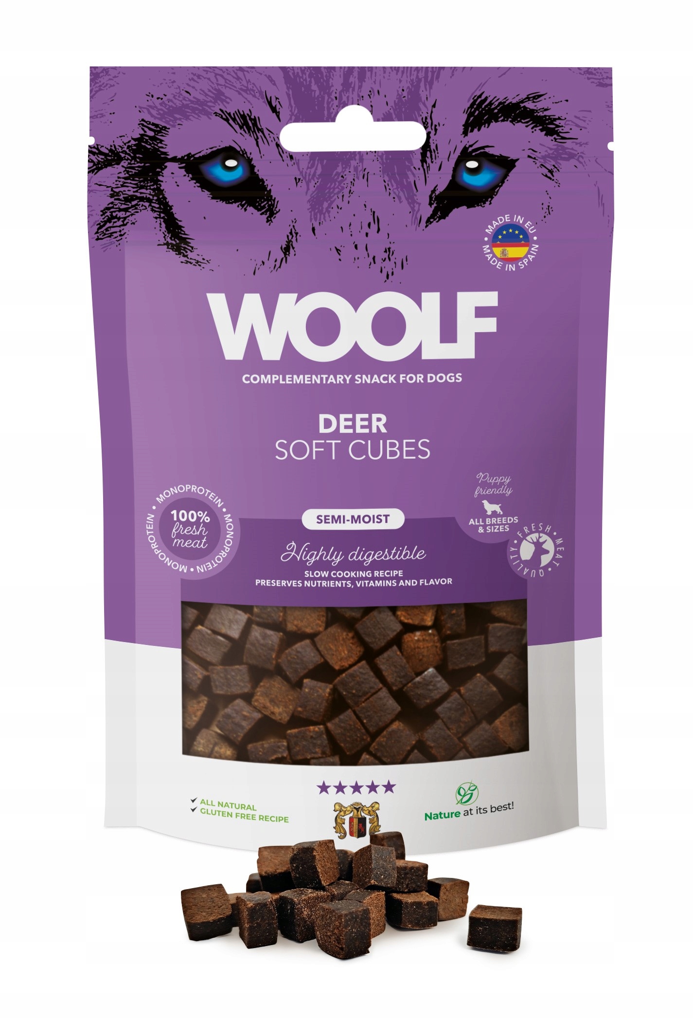 Levně Woolf Soft Cube Deer poloměkká monoproteinová psí pamlsek jelen 100g