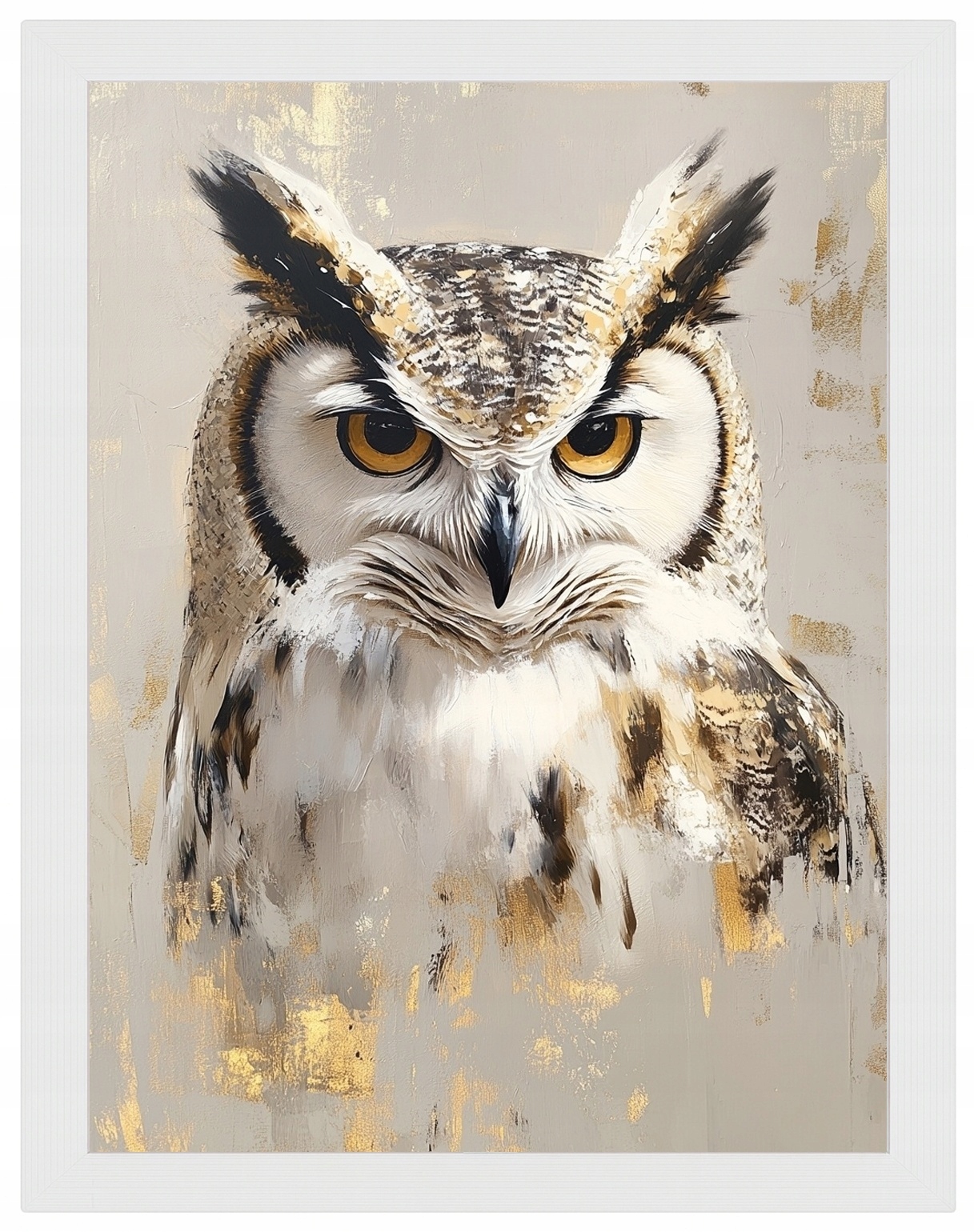 Plakát Rámeček Dřevo Portét Pták Sova Moudrost Boho Beige Hnědá 60x80