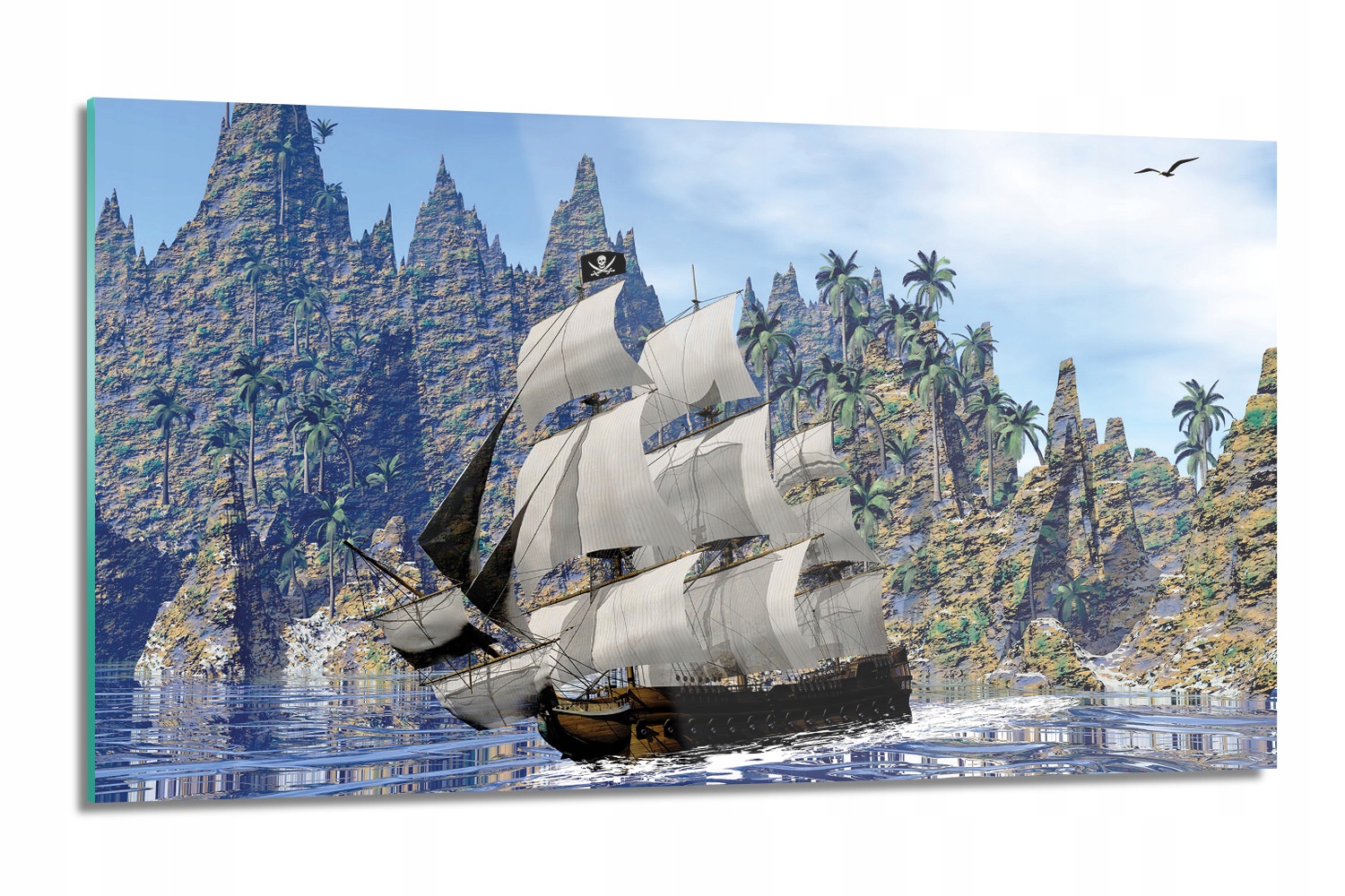 sklenená doska Námorná Loď pirát oceán 120x60 s grafikou