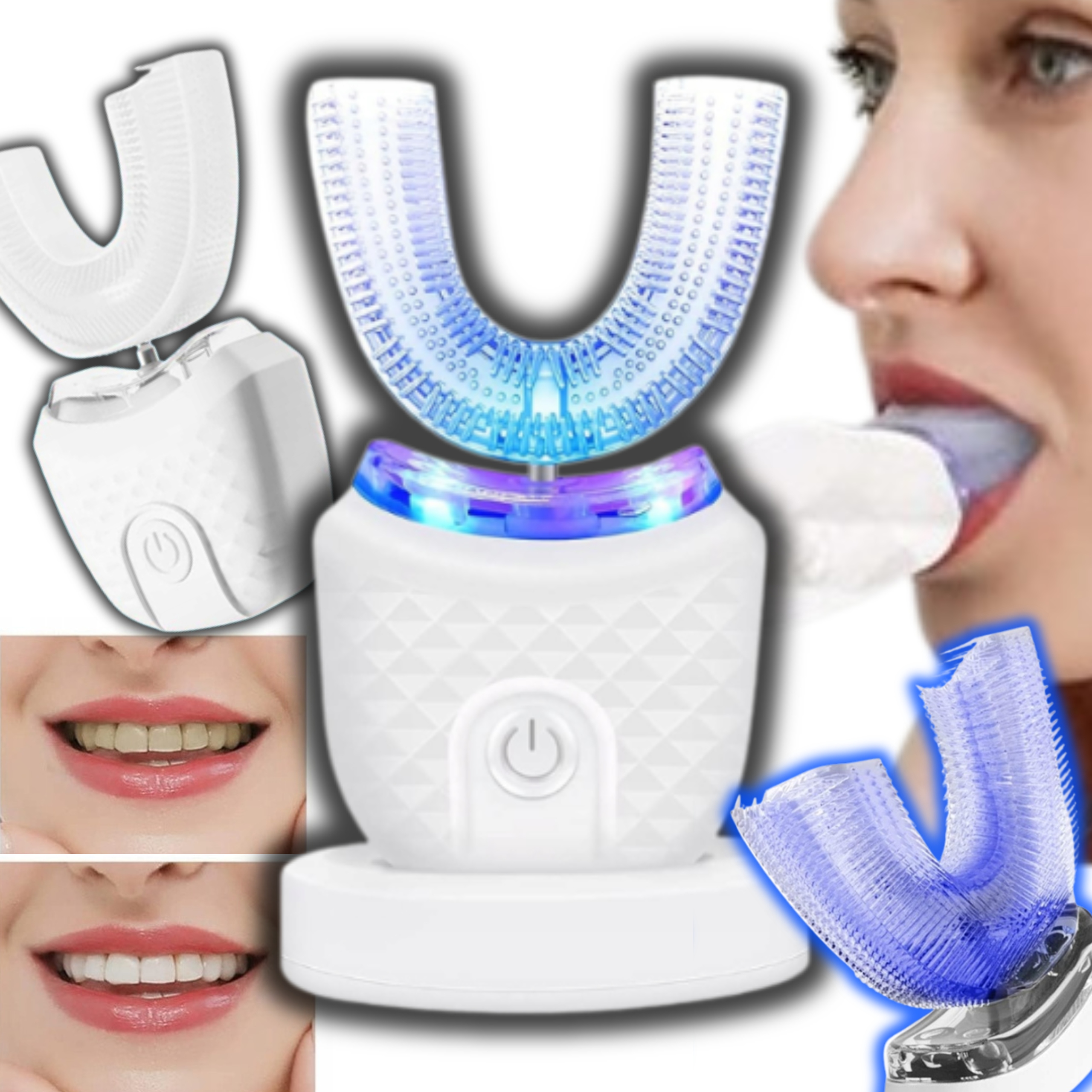Szczoteczka 360° Elektryczna Do Zębów Ultradźwiękowa U-shape Wodoodporna Uv
