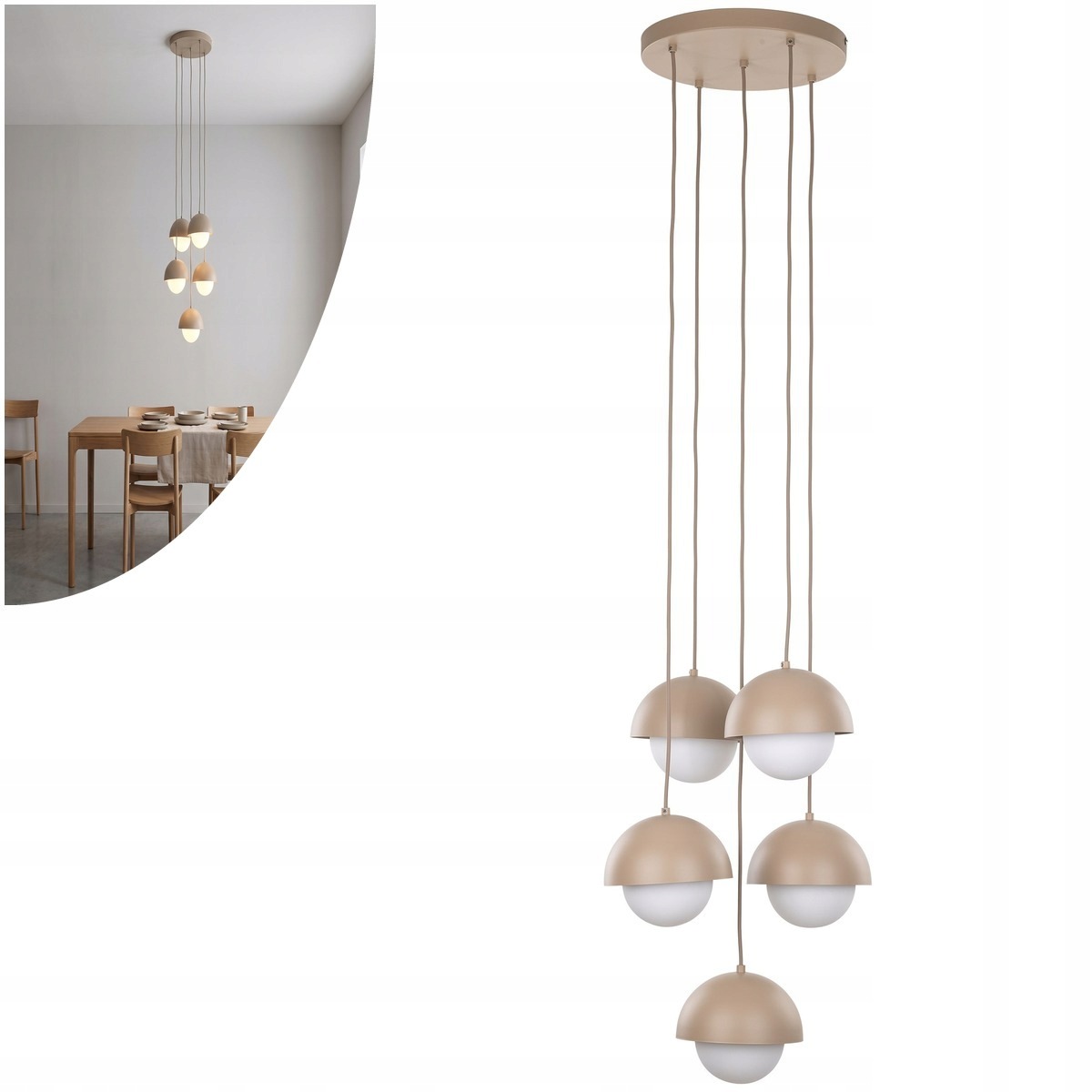 Závěsná lampa Stropní Svítidlo Bono Sabia Béžová 5 zdrojů G9 Kov Nastavitelná Tk Lighting