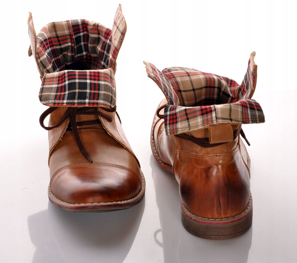 3/4 Buty Bullet Miodowe , Camelowe Trzewiki za kostke sztyblety Skórzane 46 Kolor brązowy