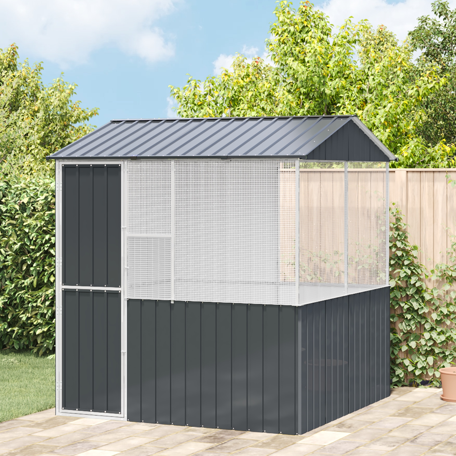 Klec pro ptáky Anthracitová 215x78x200 cm Galvanizovaná ocel Šedá 3325170