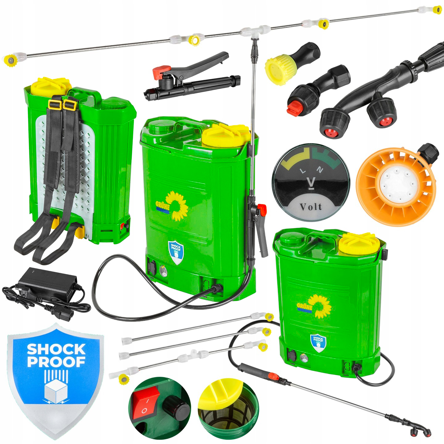 OPRYSKIWACZ AKUMULATOROWY ELEKTRYCZNY PLECAKOWY CIŚNIENIOWY GRUNE 16L DYSZE Marka inna