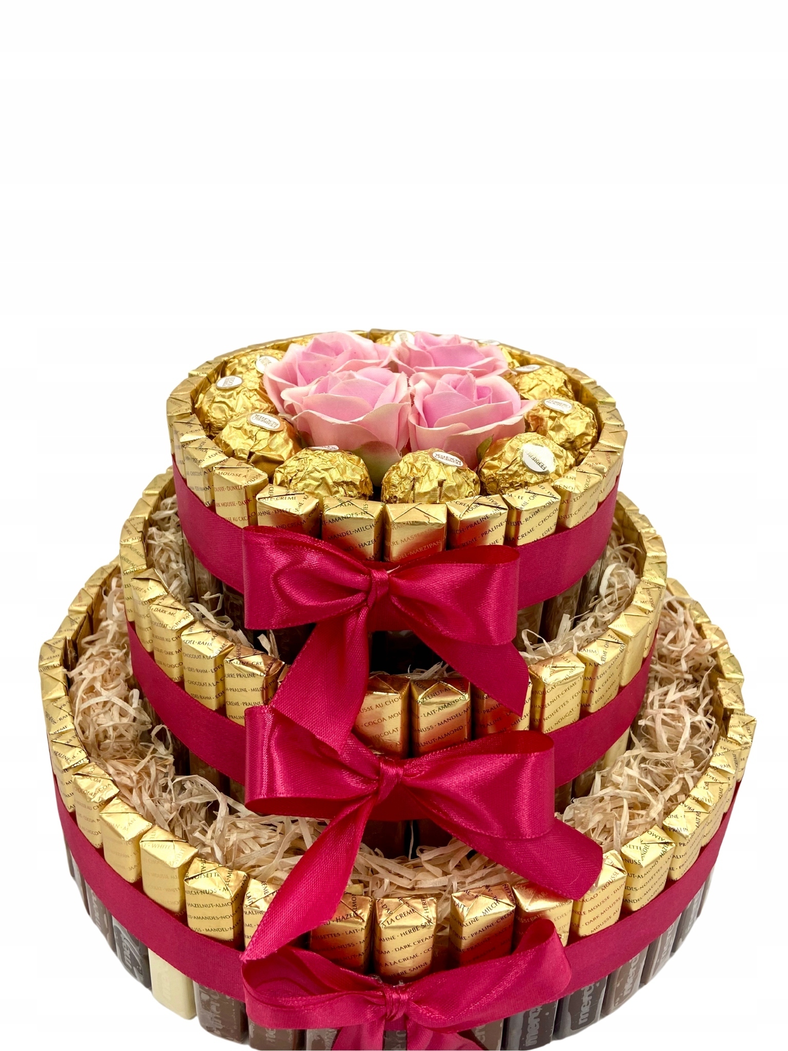 Levně Dort Merci 3 Patra Dárek k Dni žen Narozeniny, Ferrero Rocher Růže