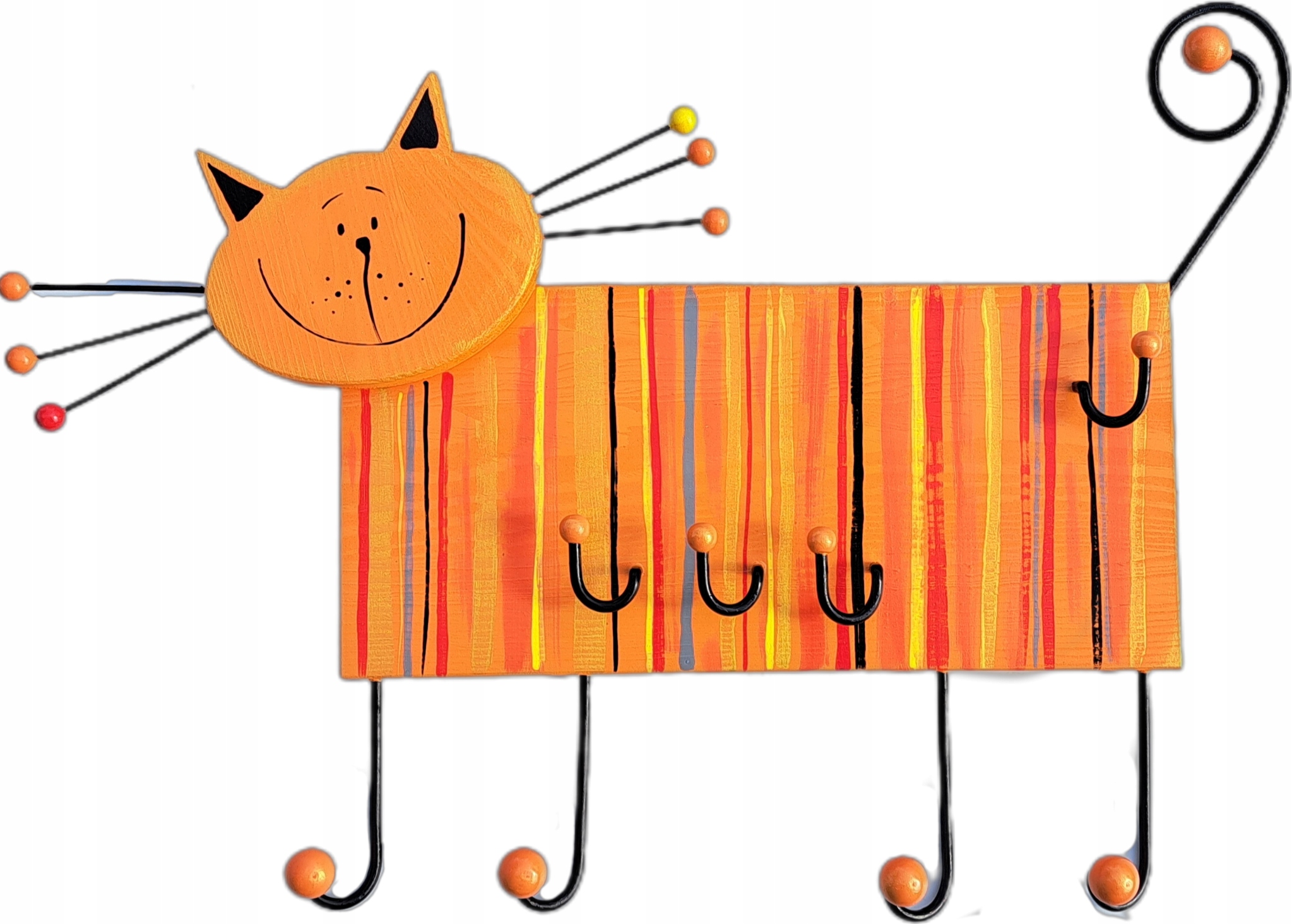 Věšák na oblečení silný velký 53 cm pruhovaná kočka