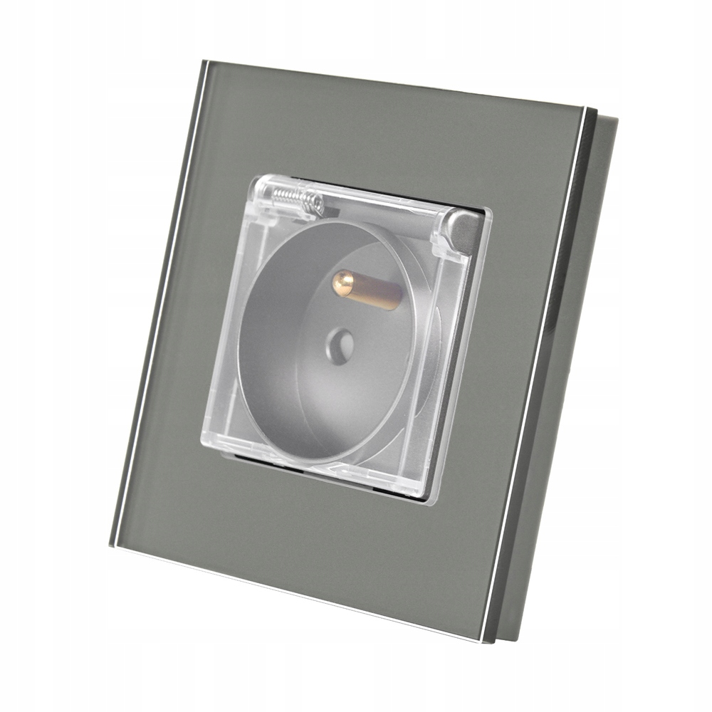 GNIAZDKO GNIAZDO SZKLANE BRYZGOSZCZELNE Z KLAPKĄ IP44 SZARE