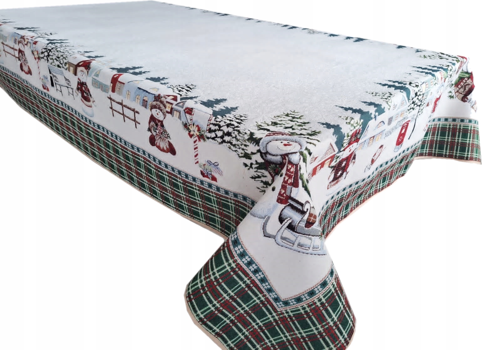 Ubrus 140x260 cm se sněhuláky a mříží M01