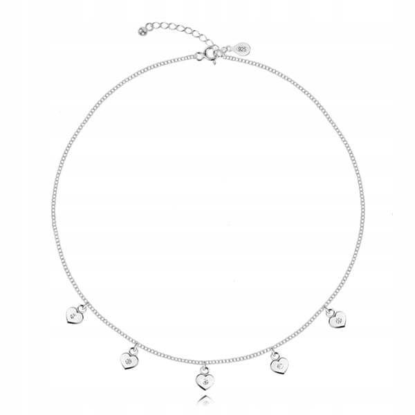 

Naszyjnik choker srebrny serduszka i Swarovski