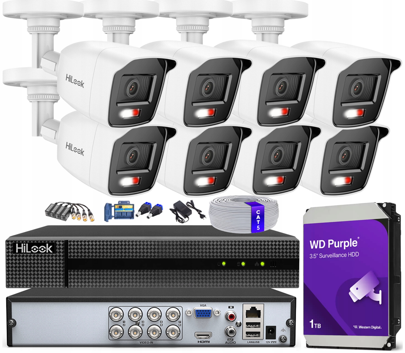 Sada pro monitorování 8 kamer 5Mpx Hybrid Light na 1 Tb Hdd rekordér