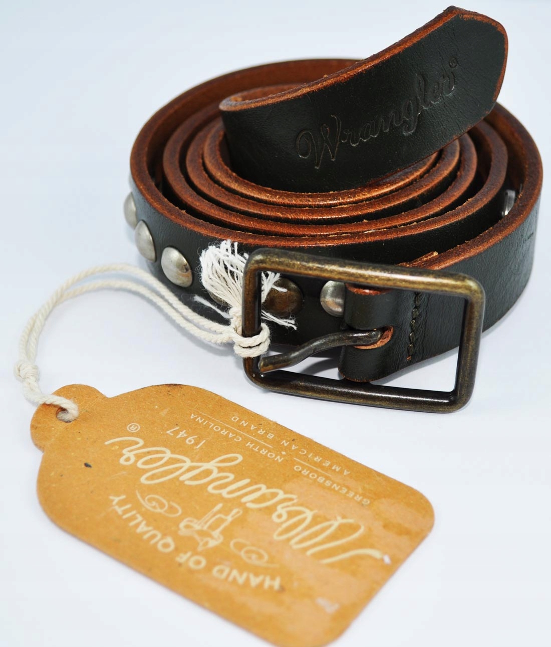 Wrangler kožený opasek Slim Riveted Belt W80