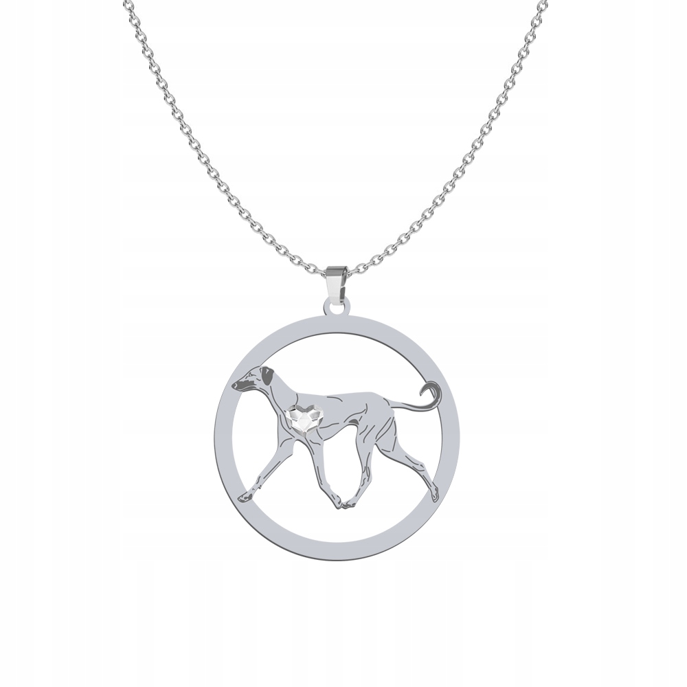 Stříbrný náhrdelník Arabský chrt Sloughi 925 Žena Gravírování Dedikace Bonus