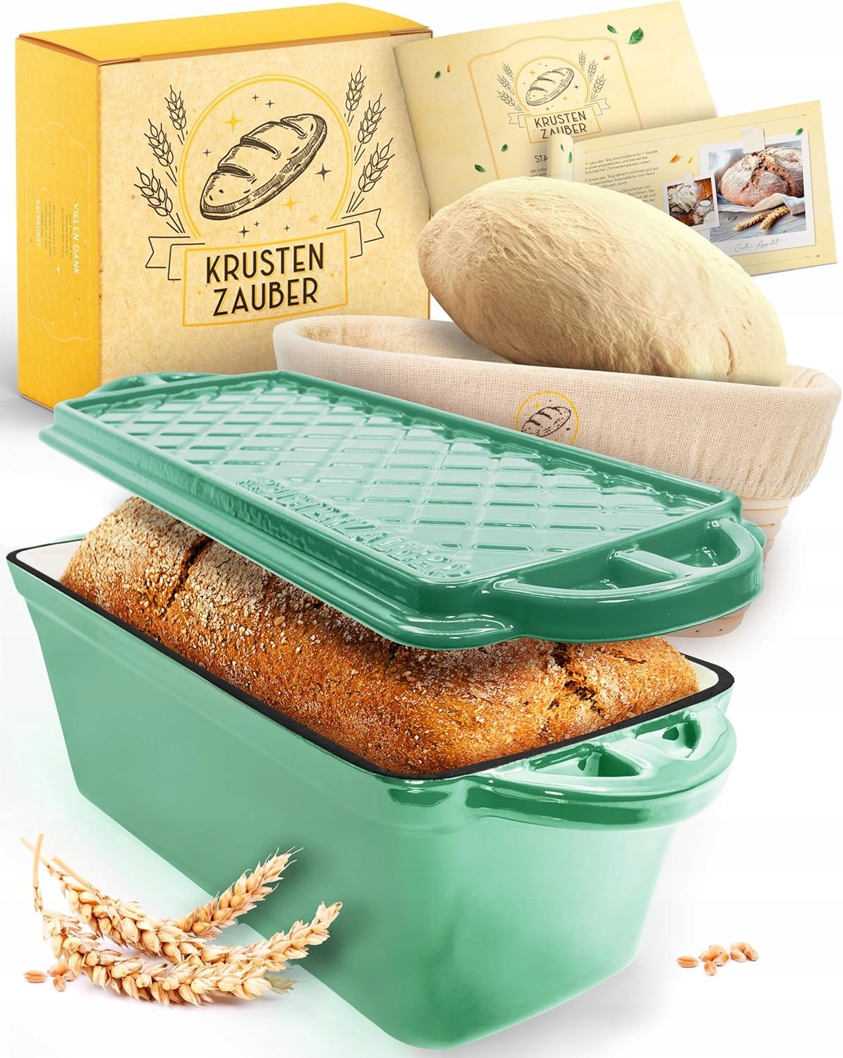 Liatinová Chlebová Forma S Smaltovaným Vekom 28,5 CM, Zelená, Mätová
