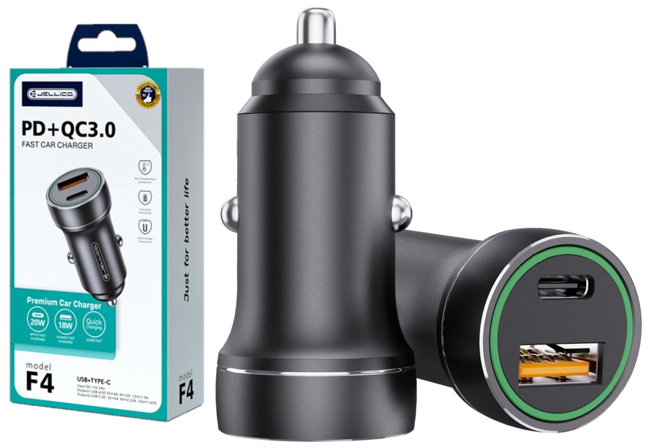 

Jellico Szybka Ładowarka Samochodowa 20W Usb i C