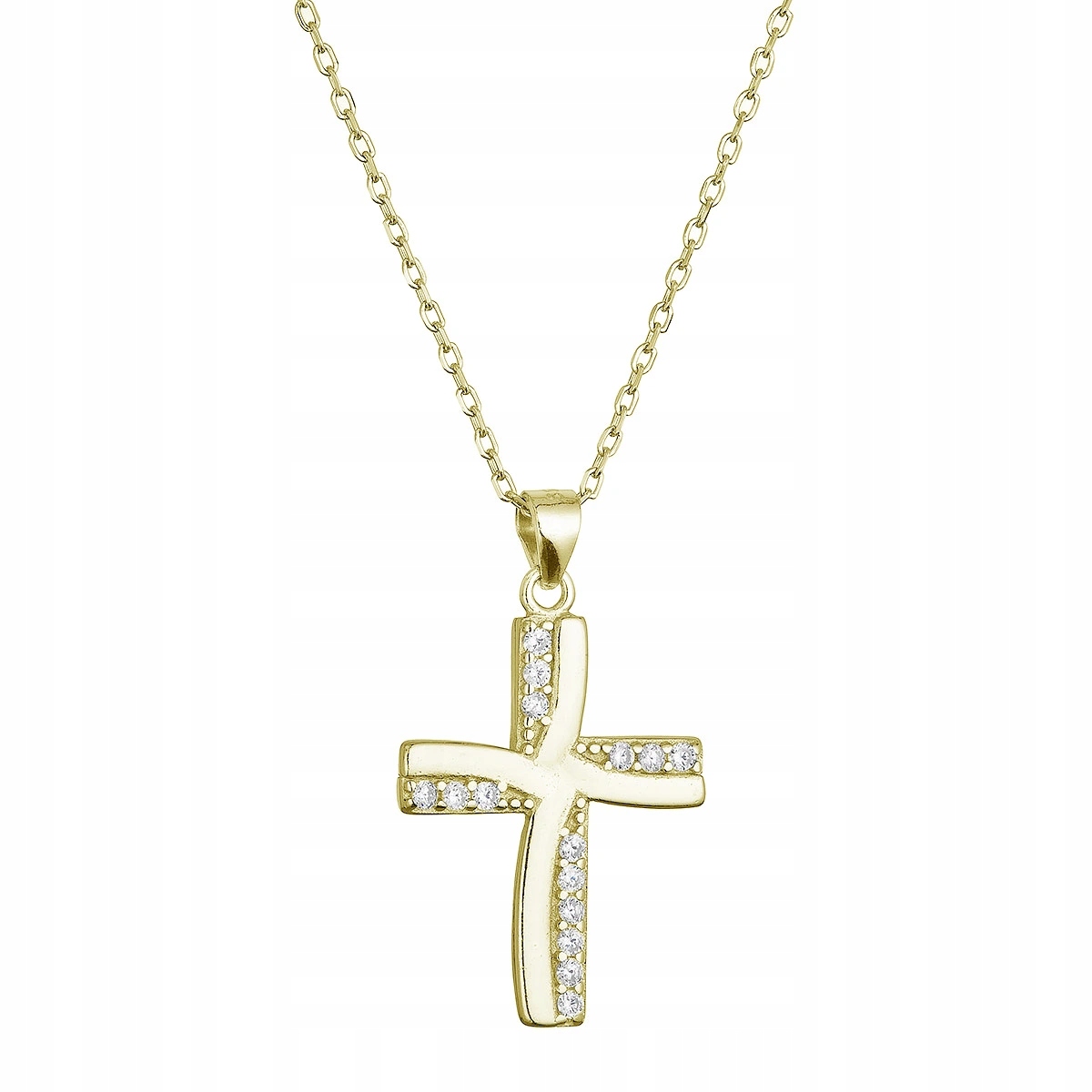 Pozlacený stříbrný náhrdelník kříž se zirkony 12135.1 crystal