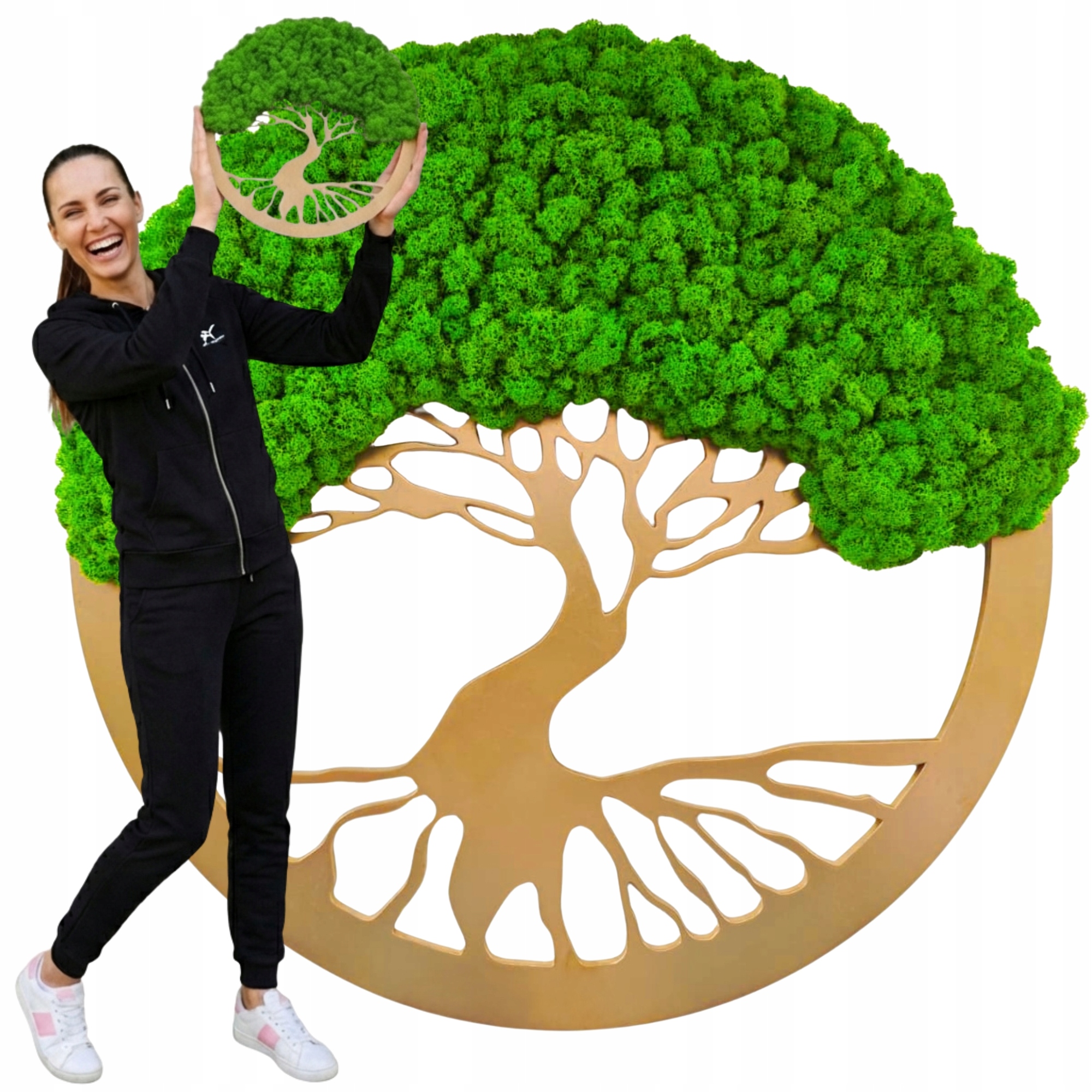 Strom Z Mechu chrobotka Obraz živý mech Stabilizovaný Bonsaj Dekorace