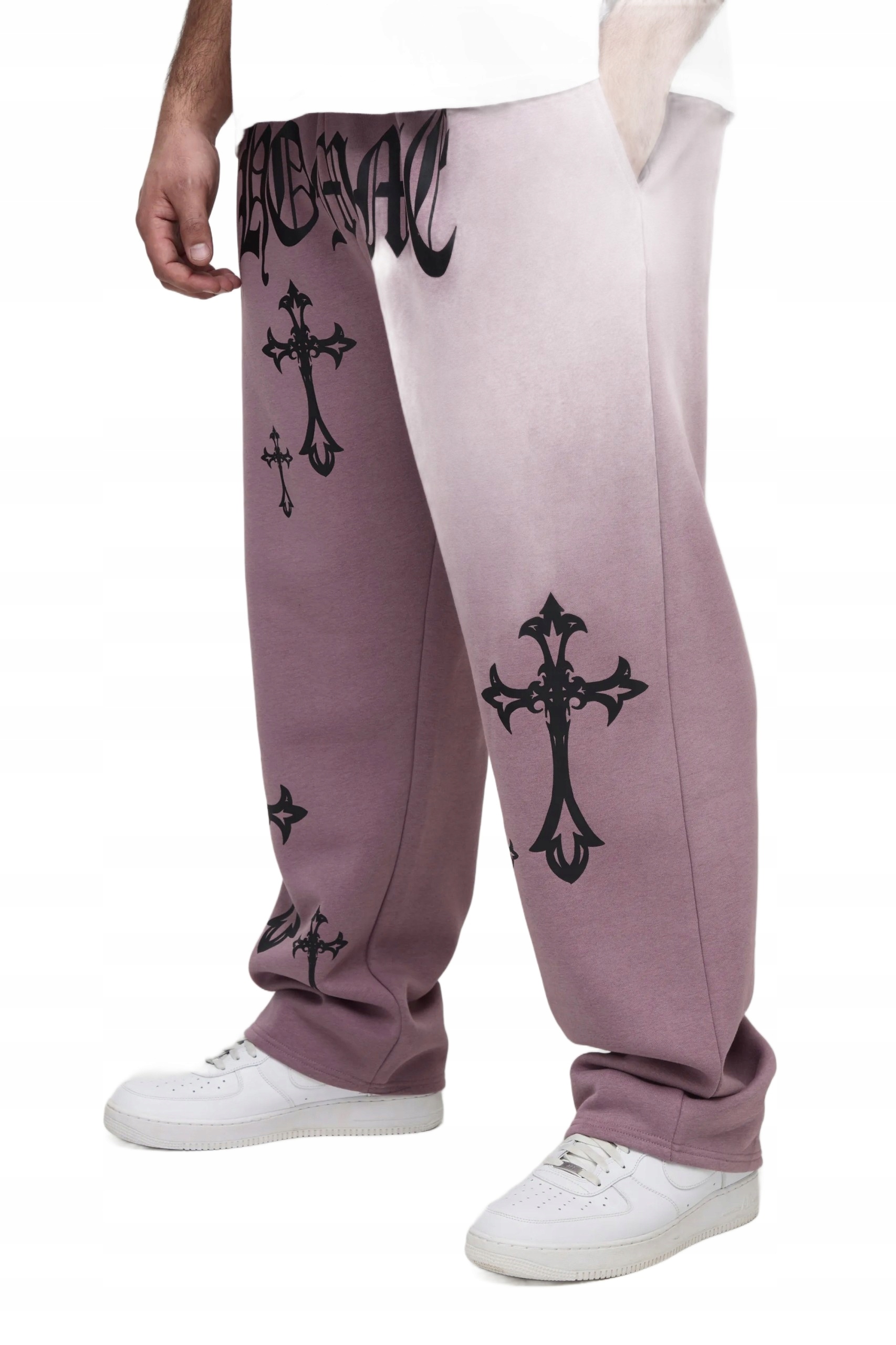 Boohooman Pánské Tepláky Fialové S Černým Potiskem 5XL Z3A