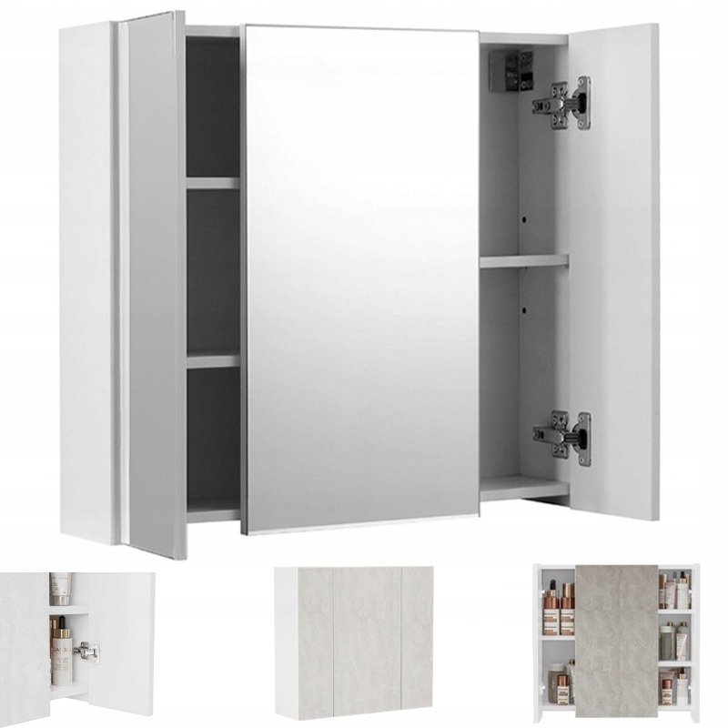 Závesná Nástenná Kúpeľňová Skrinka S Trojdielnym Zrkadlom, Moderná