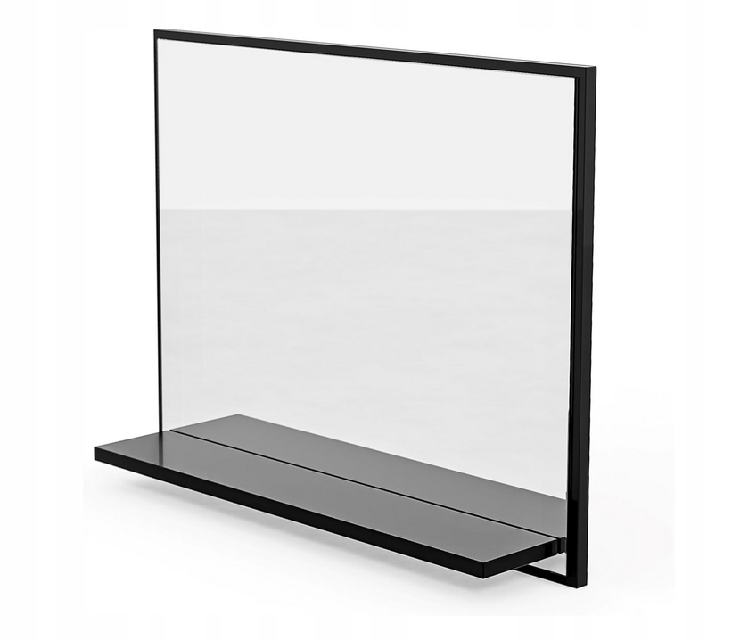 Zrcadlo s policí 60x50 cm černá matná Premium, moderní
