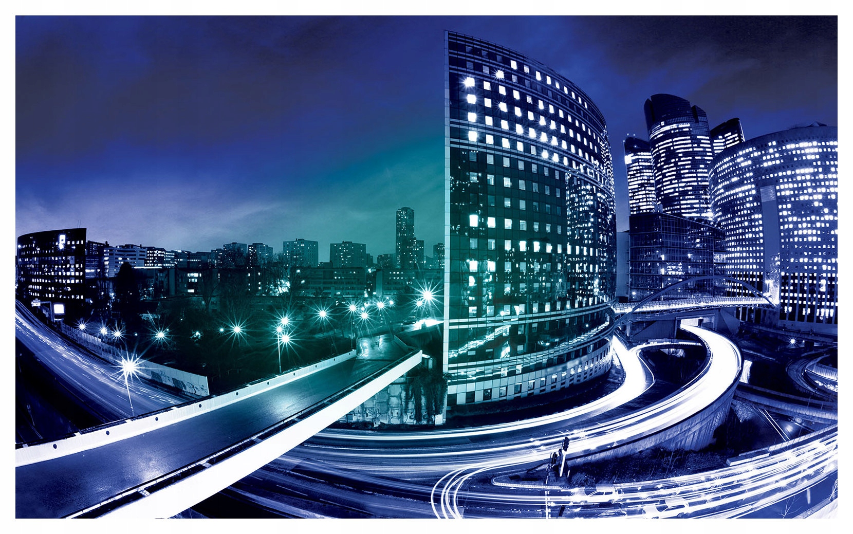 Fototapeta vlies Nočné mesto Svetlá Moderné budovy 300x210 lepidlo