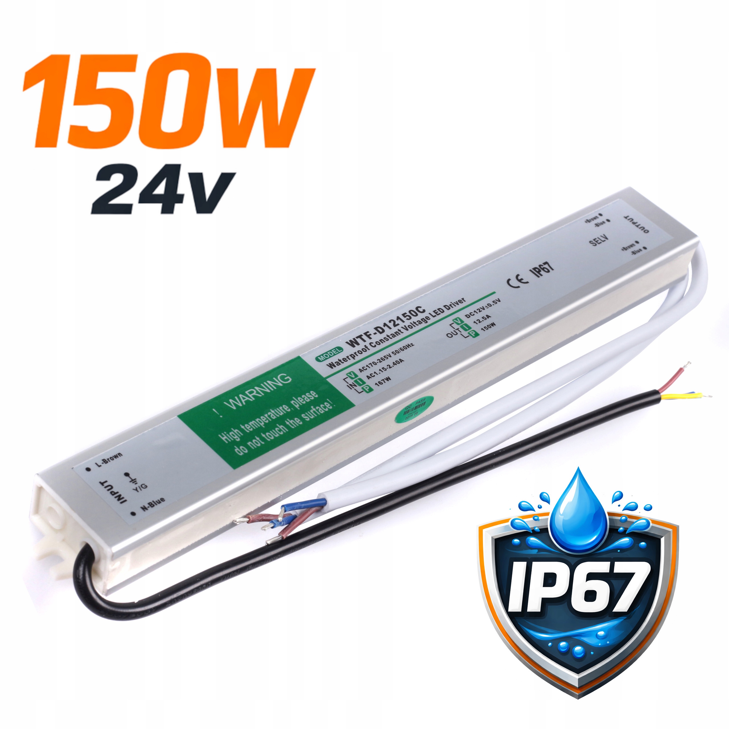 Led zdroj 150W 24V 6,25A IP67 Vodotěsný Slim Pro Led Pásky
