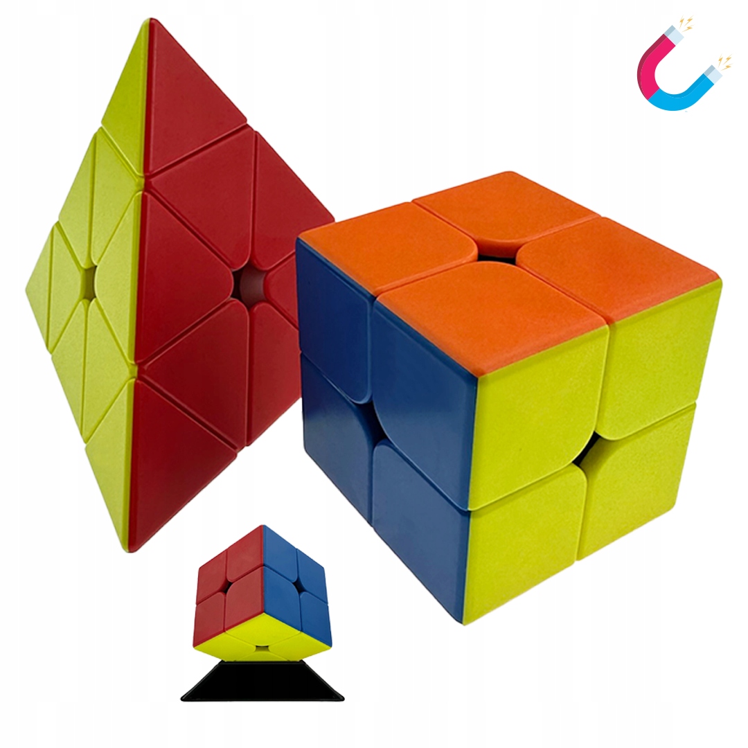 KOSTKA MAGNETYCZNA ZESTAW 2x2 Piramida Pyraminx