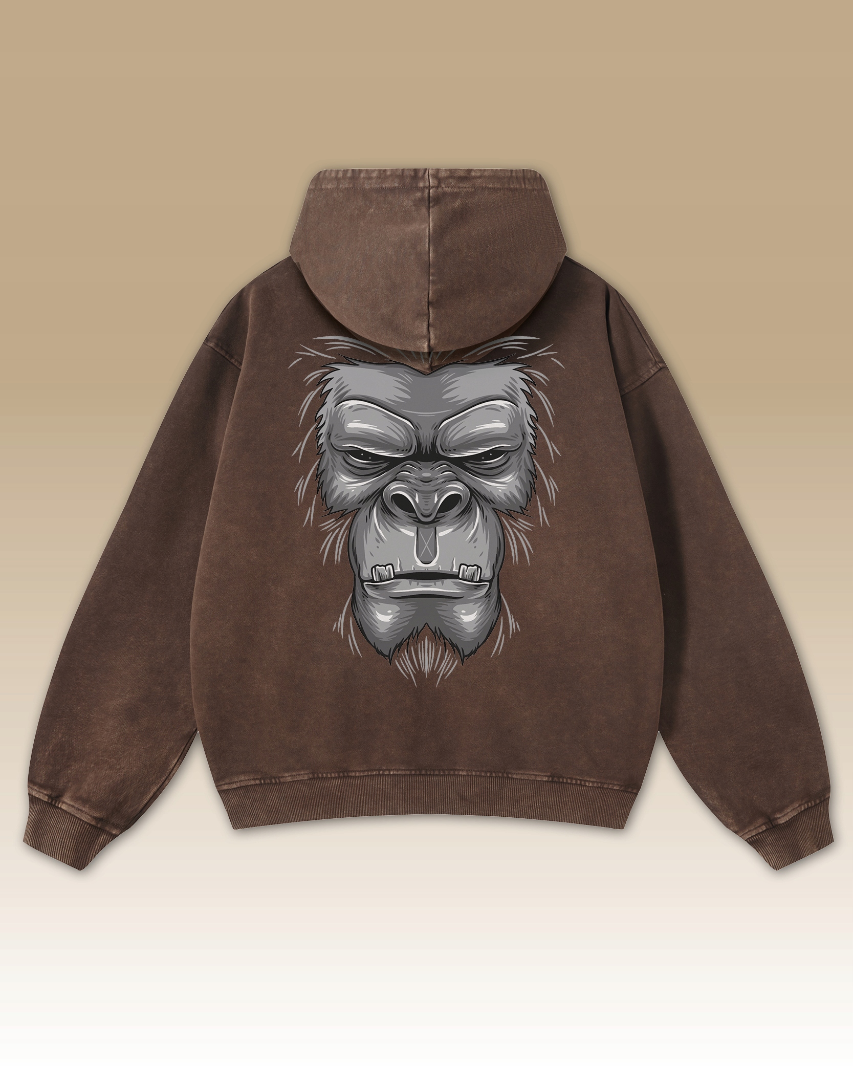 Oversize mikina Gorilla s kapucí Sepraná hnědá L